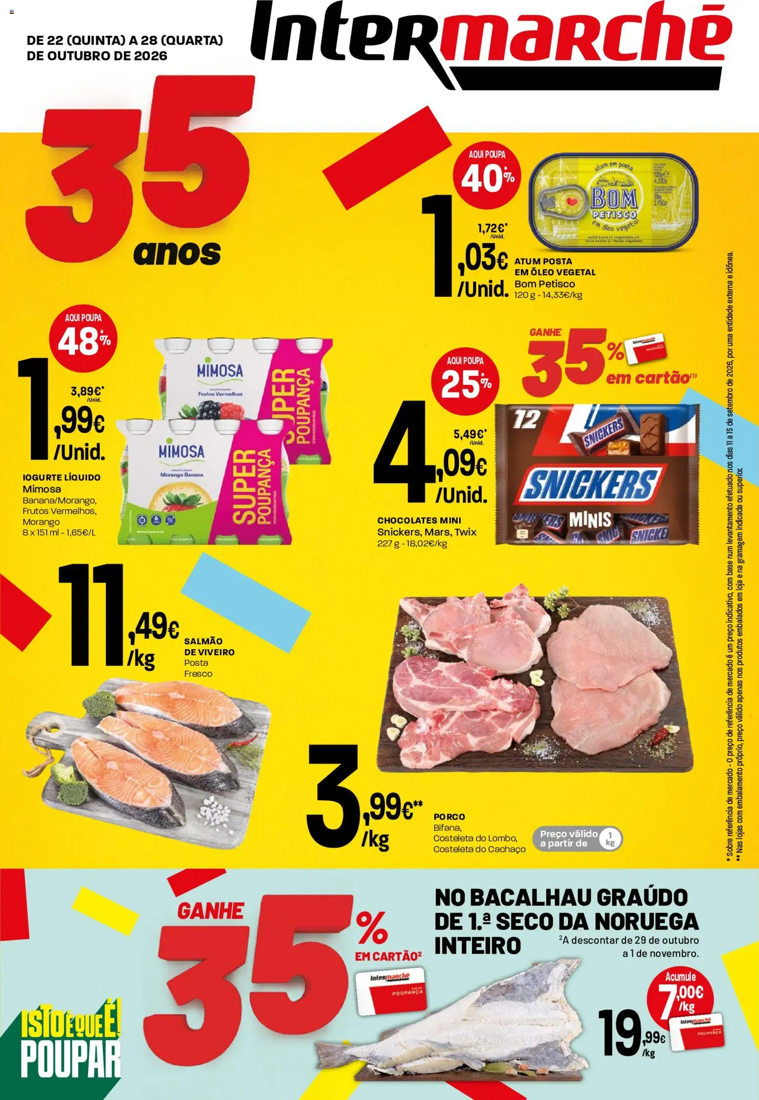 Intermarché folheto Contact │ válido de 22/10/2026 | Página: 1 | Produtos: Óleo vegetal, Costeleta, Chocolates, Iogurte liquido