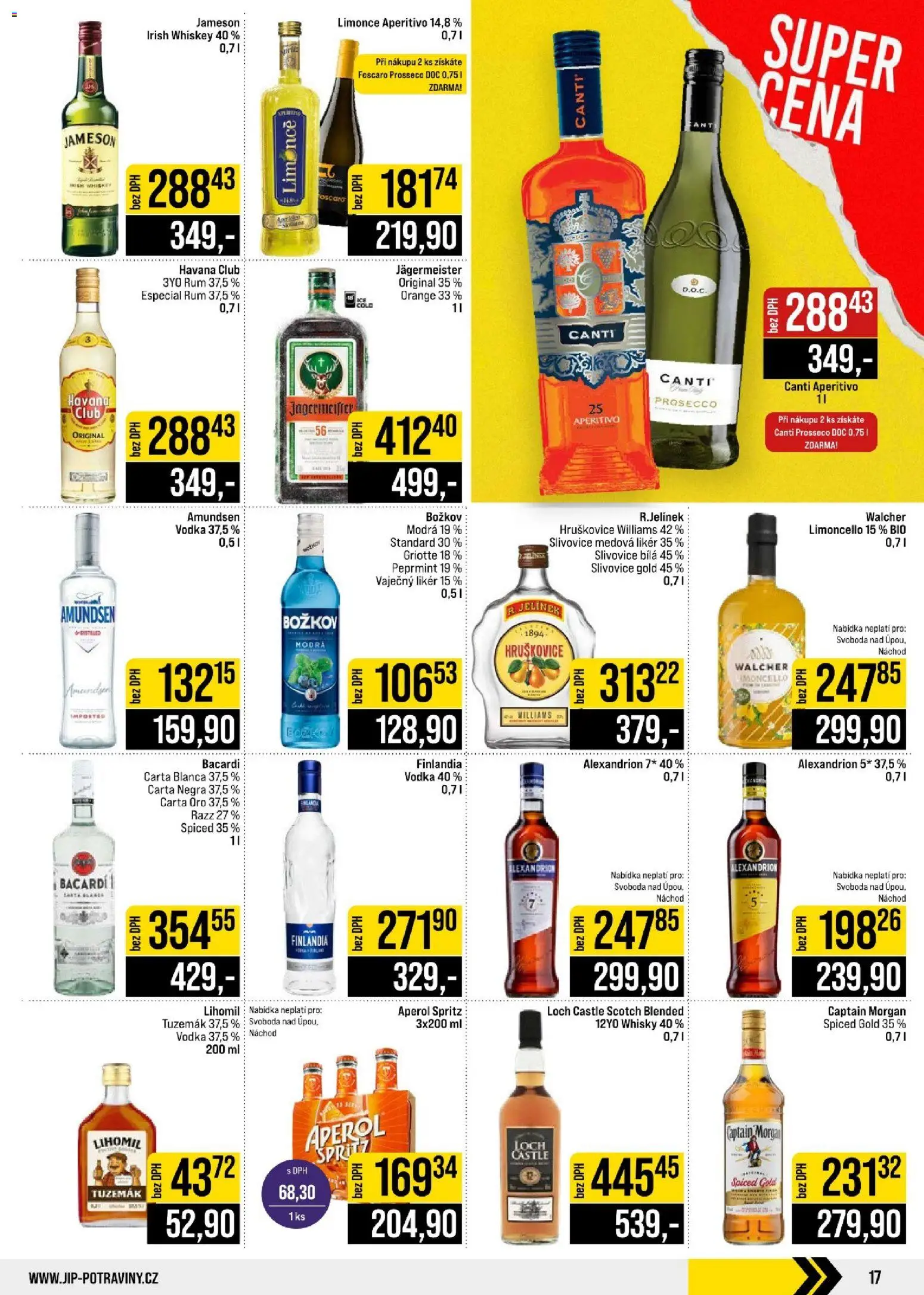 Jip leták - Cash & Carry od 05.08.2026 | Strana: 17 | Produkty: Vodka, Aperol, Božkov, Slivovice