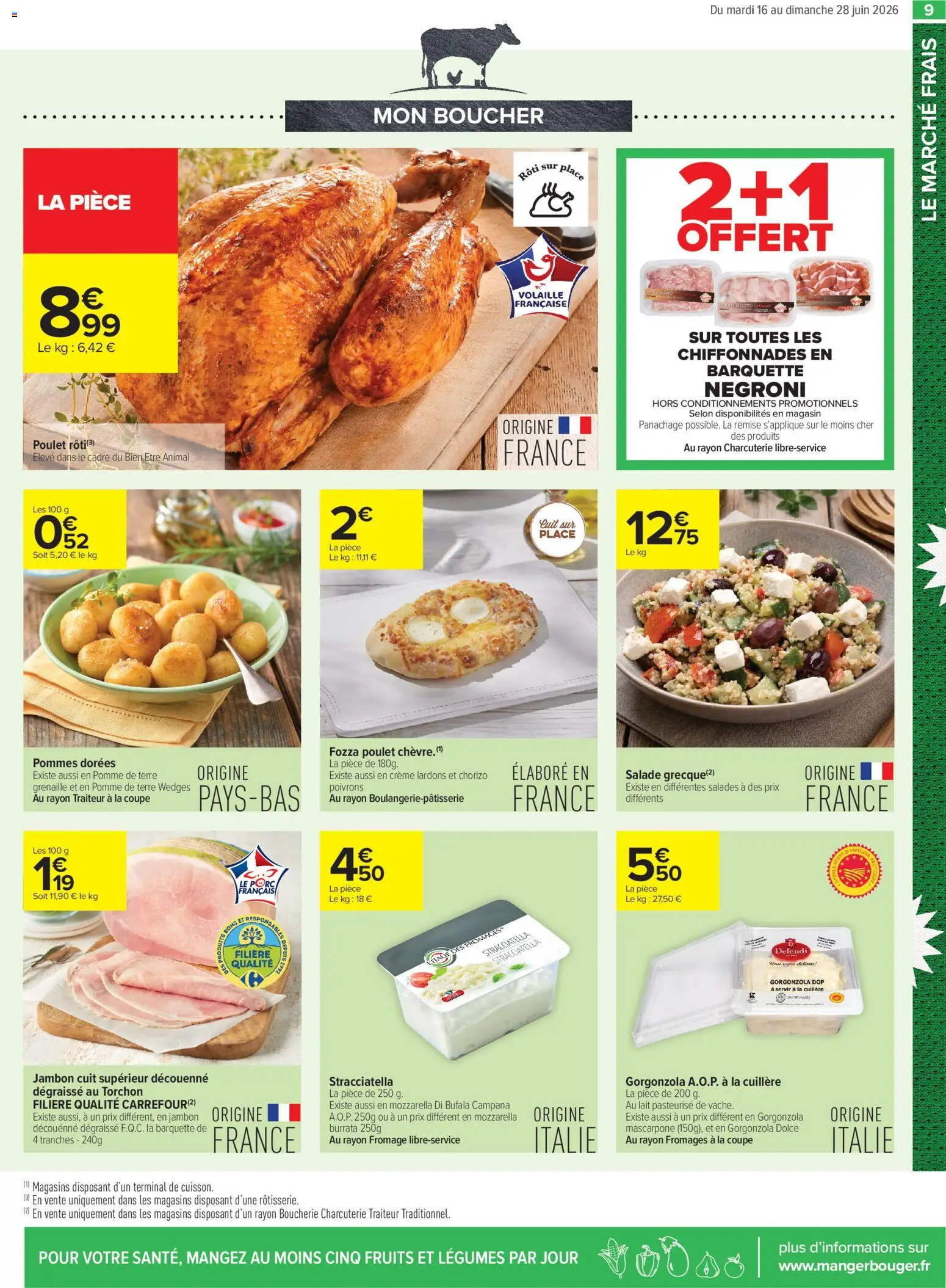 {H1} | Page: 9 | Produits: Salade, Torchon, Pommes, Mascarpone