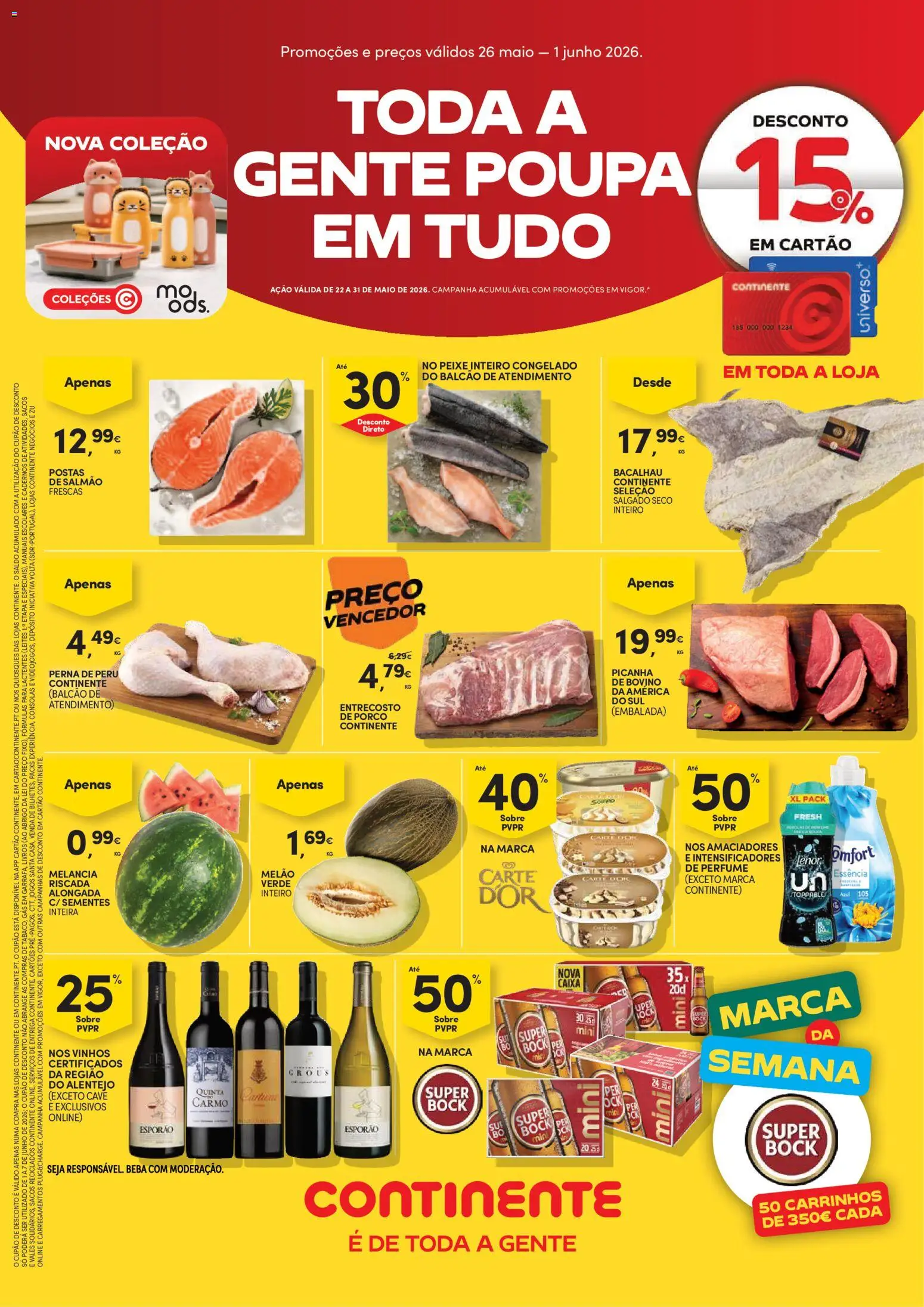 Continente folheto │ válido de 26.05.2026 | Página: 1 | Produtos: Bacalhau, Peru, Caixa, Melão
