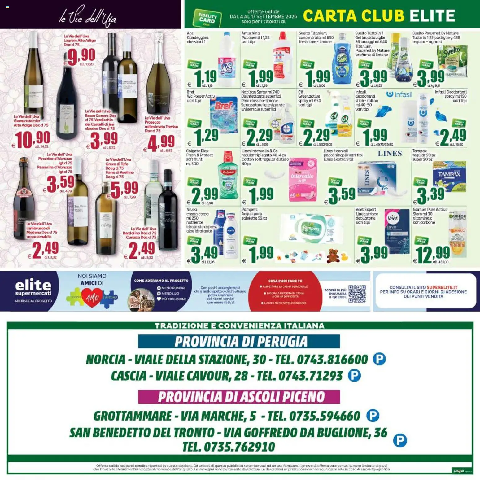 Volantino Elite Supermercati del 04/09/2026 | Pagina: 20 | Prodotti: Carbone, Candeggina, Prosecco, Lime