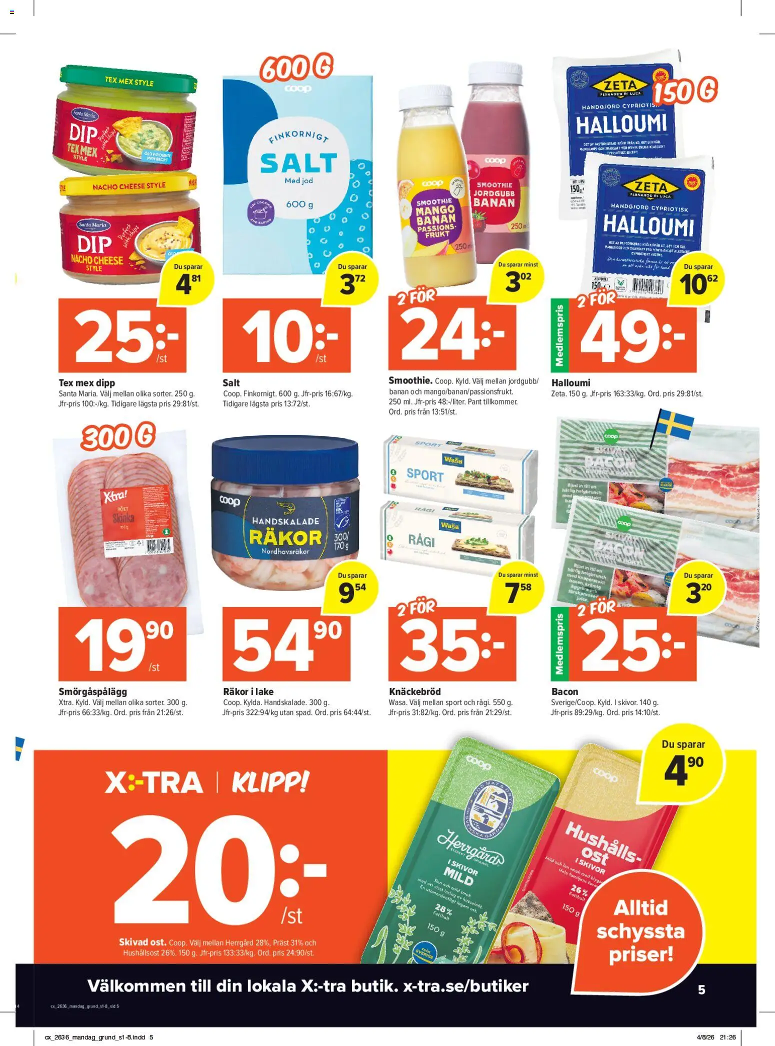 Coop X:-TRA reklamblad aktuell från 31/08/2026 | Sida: 5 | Produkter: Frukt, Ost, Skinka, Mango