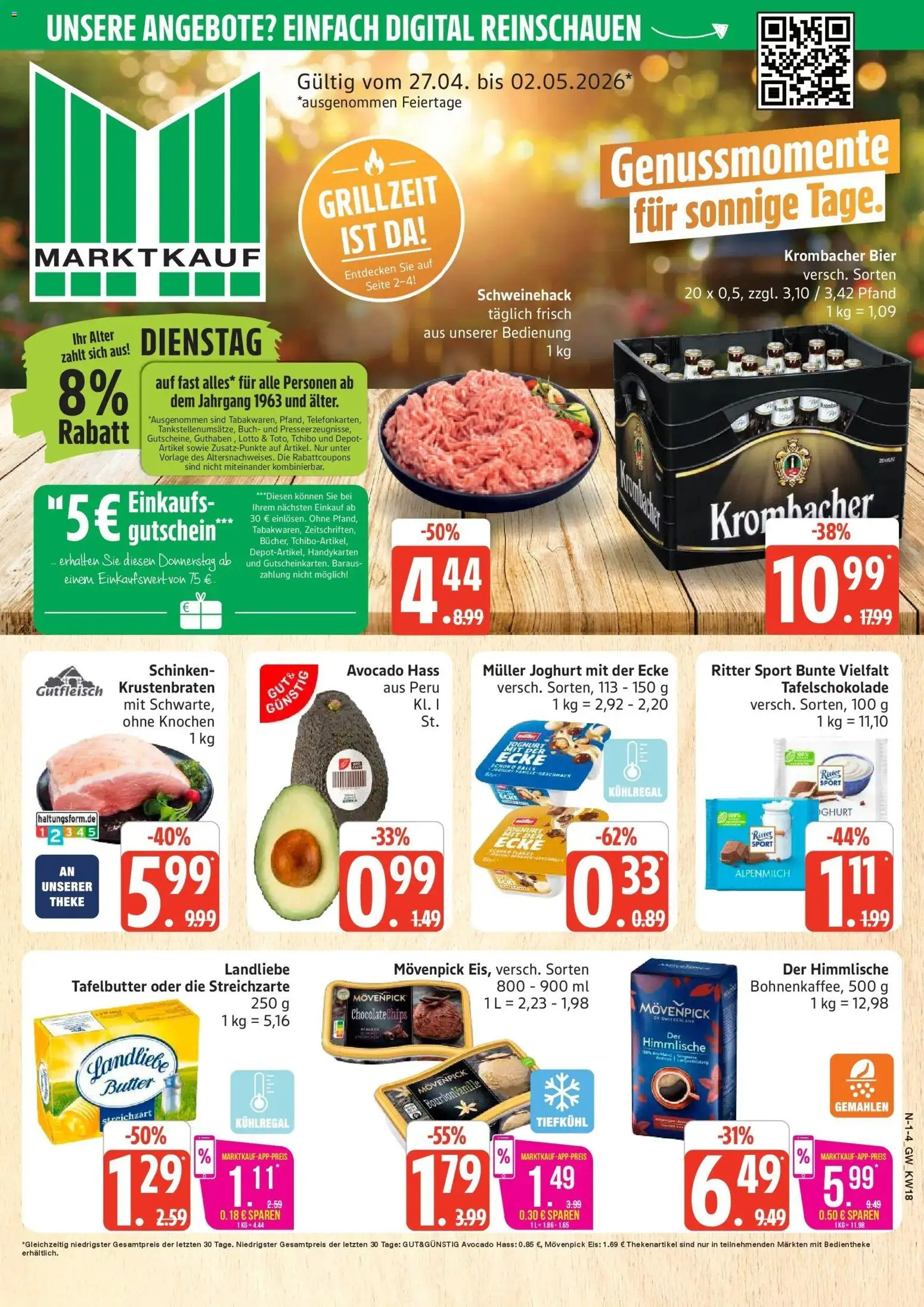 Marktkauf Prospekt Neuenkirchen	 – gültig ab 27.04.2026 | Seite: 1 | Produkte: Joghurt, Theke, Krombacher, Eis