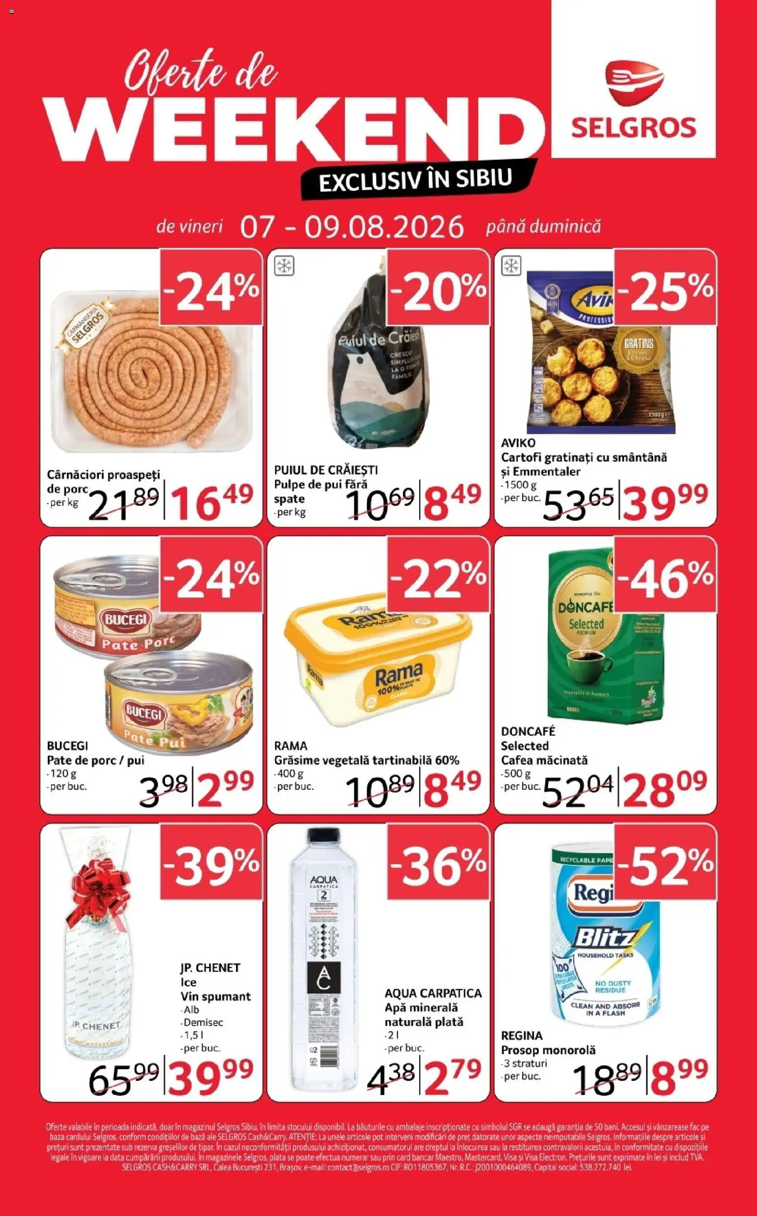 Noul catalog Selgros – valabil de la 07.08.2026 | Pagină: 1 | Produse: Clean, Cafea, Smântână, Aqua