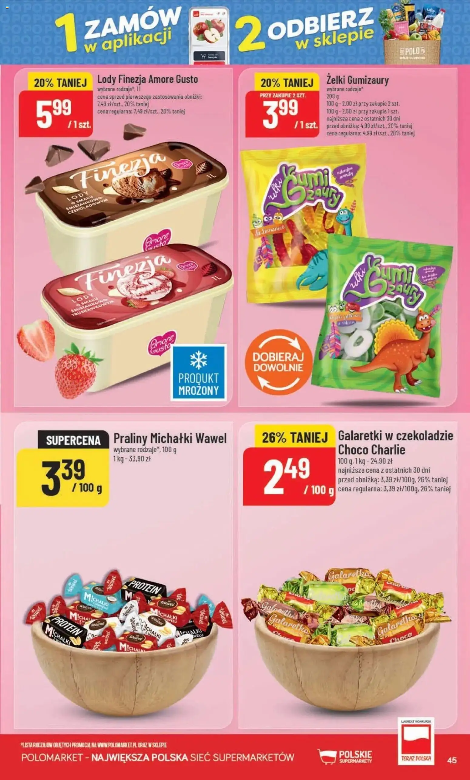 Nowa POLOmarket gazetka od jutra 30.09.2026 | Strona: 45 | Produkty: Galaretki, Galaretka, Praliny, Lody