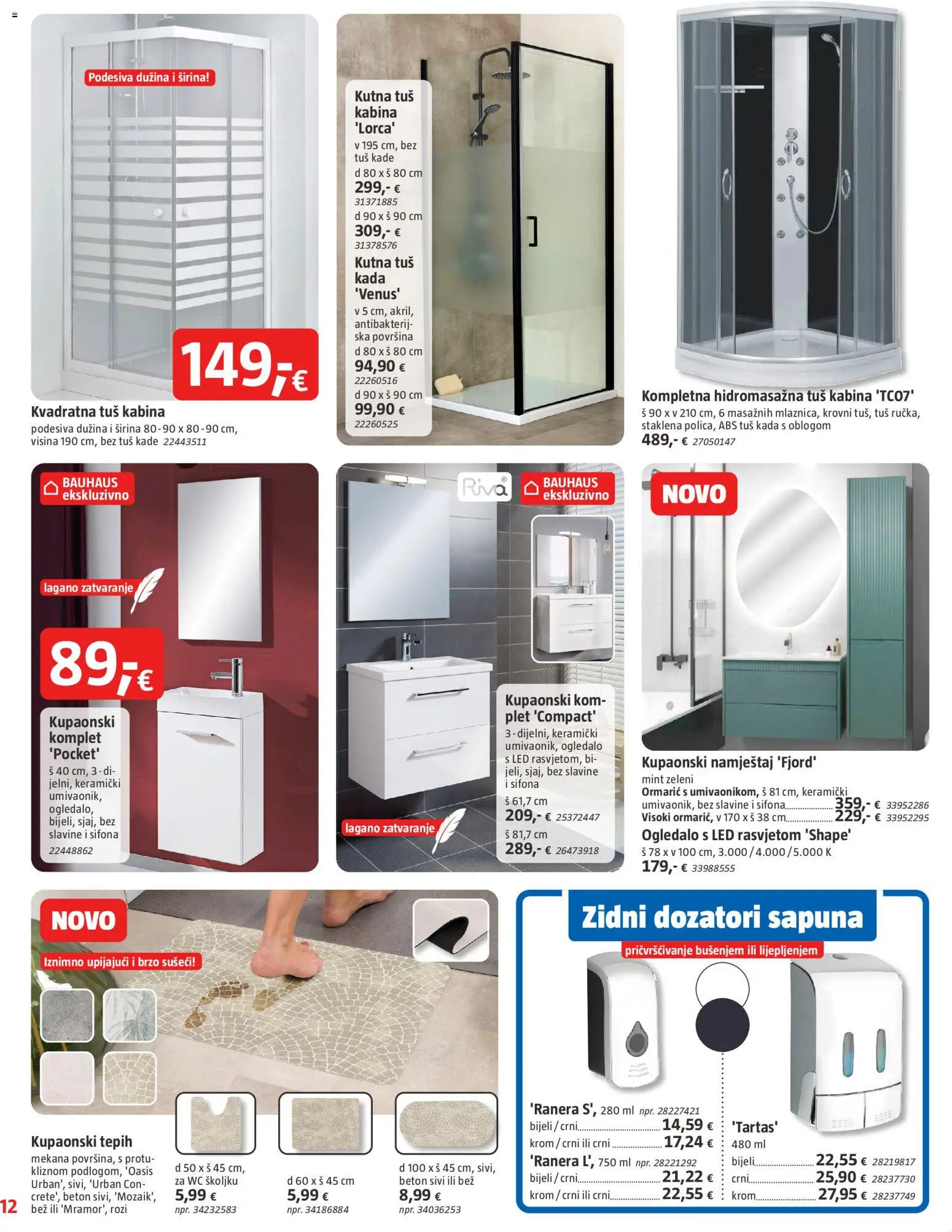 Bauhaus katalog | vrijedi od 15.07.2026 | Stranica: 12 | Proizvodi: Tuš, Ogledalo, Tepih, Tuš kabina