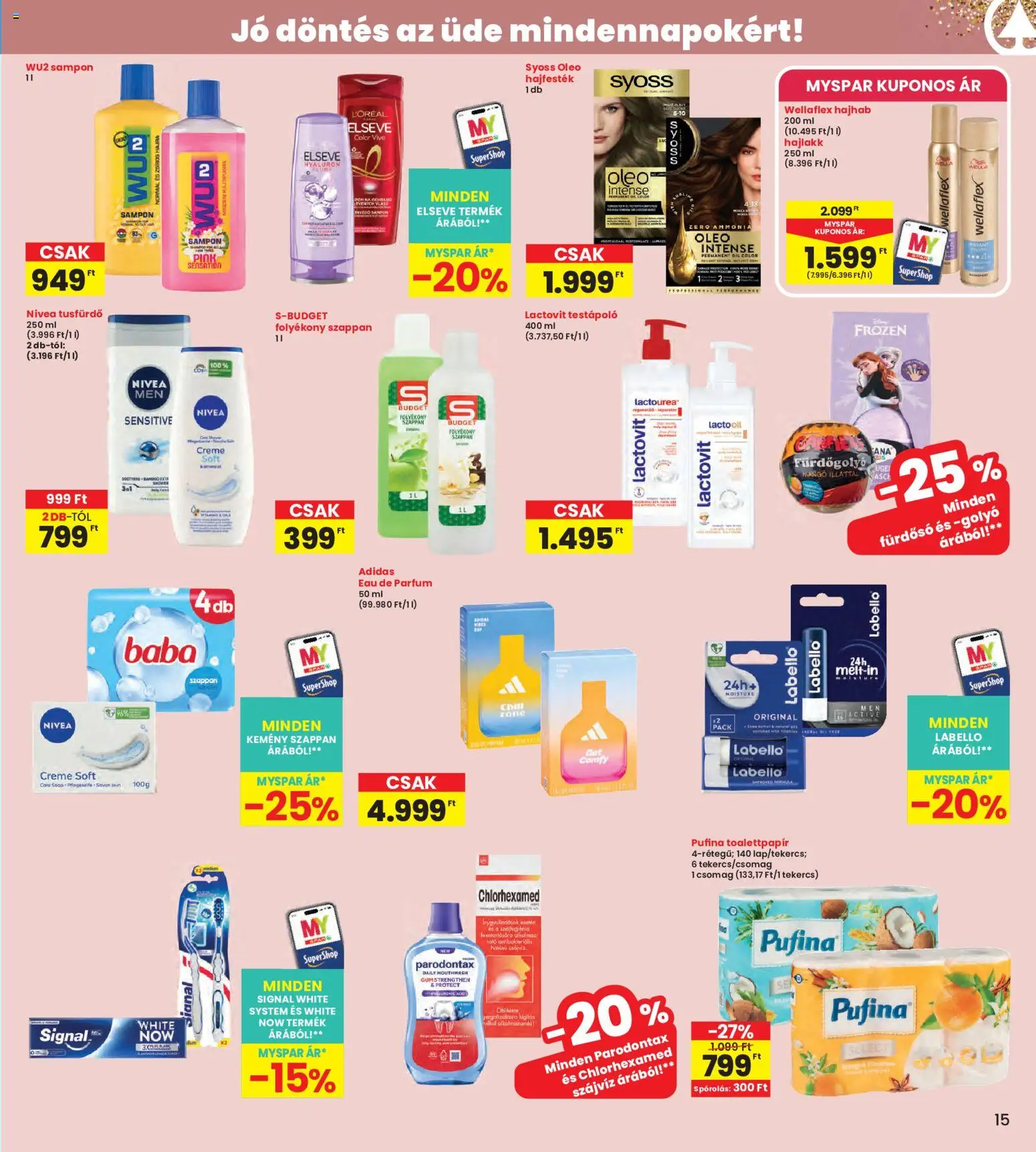 Interspar akciós ujság - amely érvényes a következő dátumtól: 28.05.2026 | Oldal: 15 | Termékek: Hajhab, Hajlakk, Szappan, Szájvíz