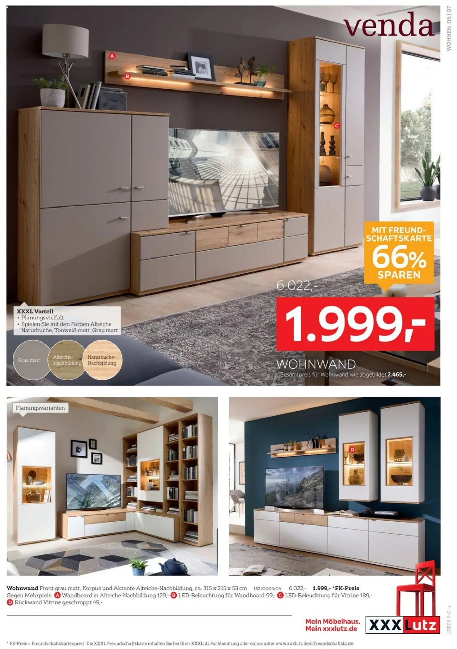 XXXLutz Wohnen Spezial – gültig ab 01.08.2026 | Seite: 7 | Produkte: Wohnwand, Wandboard, Vitrine