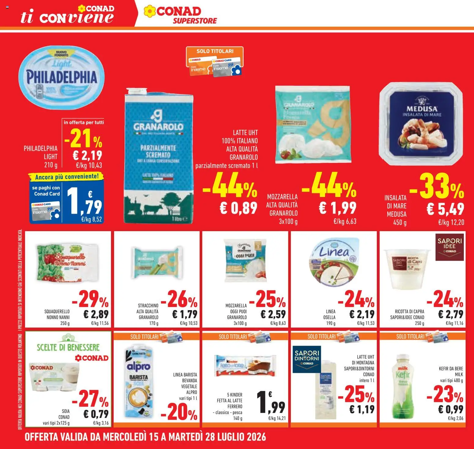 Volantino Conad del 15/07/2026 | Pagina: 18 | Prodotti: Insalata, Mozzarella, Latte, Ricotta