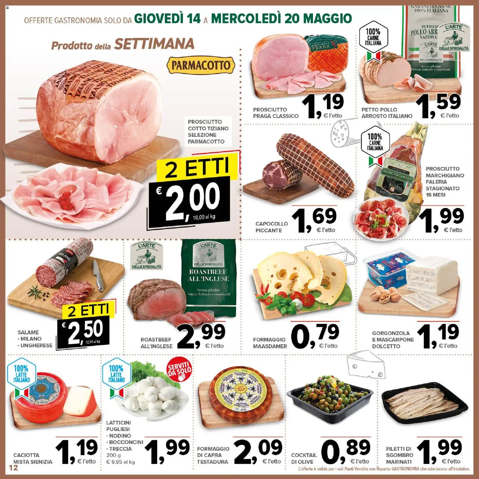 Volantino Todis del 14.05.2026 | Pagina: 12 | Prodotti: Prosciutto Cotto, Salame, Latte, Mascarpone