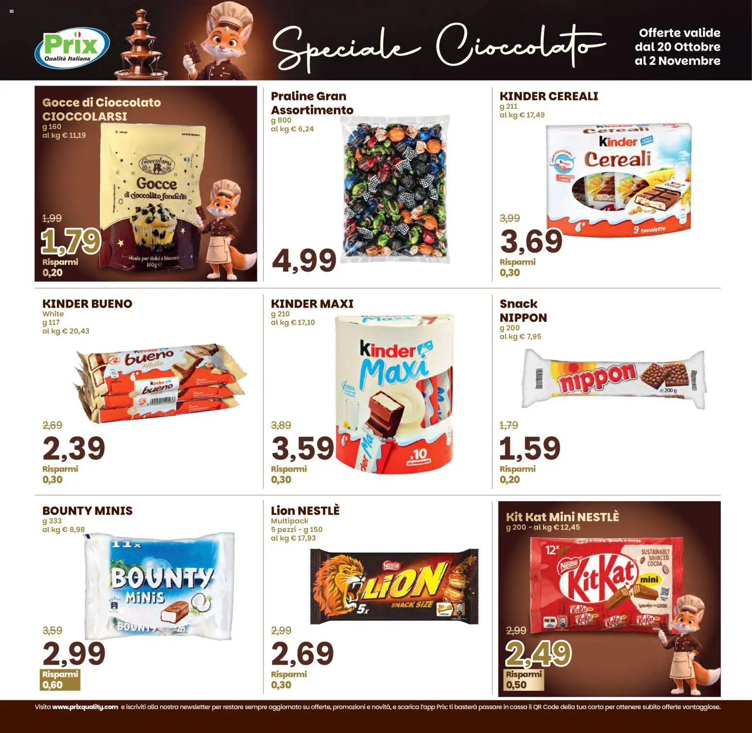 Volantino Prix del 20/10/2026 | Pagina: 14 | Prodotti: Cioccolato, Cereali, Biscotti, Dolci