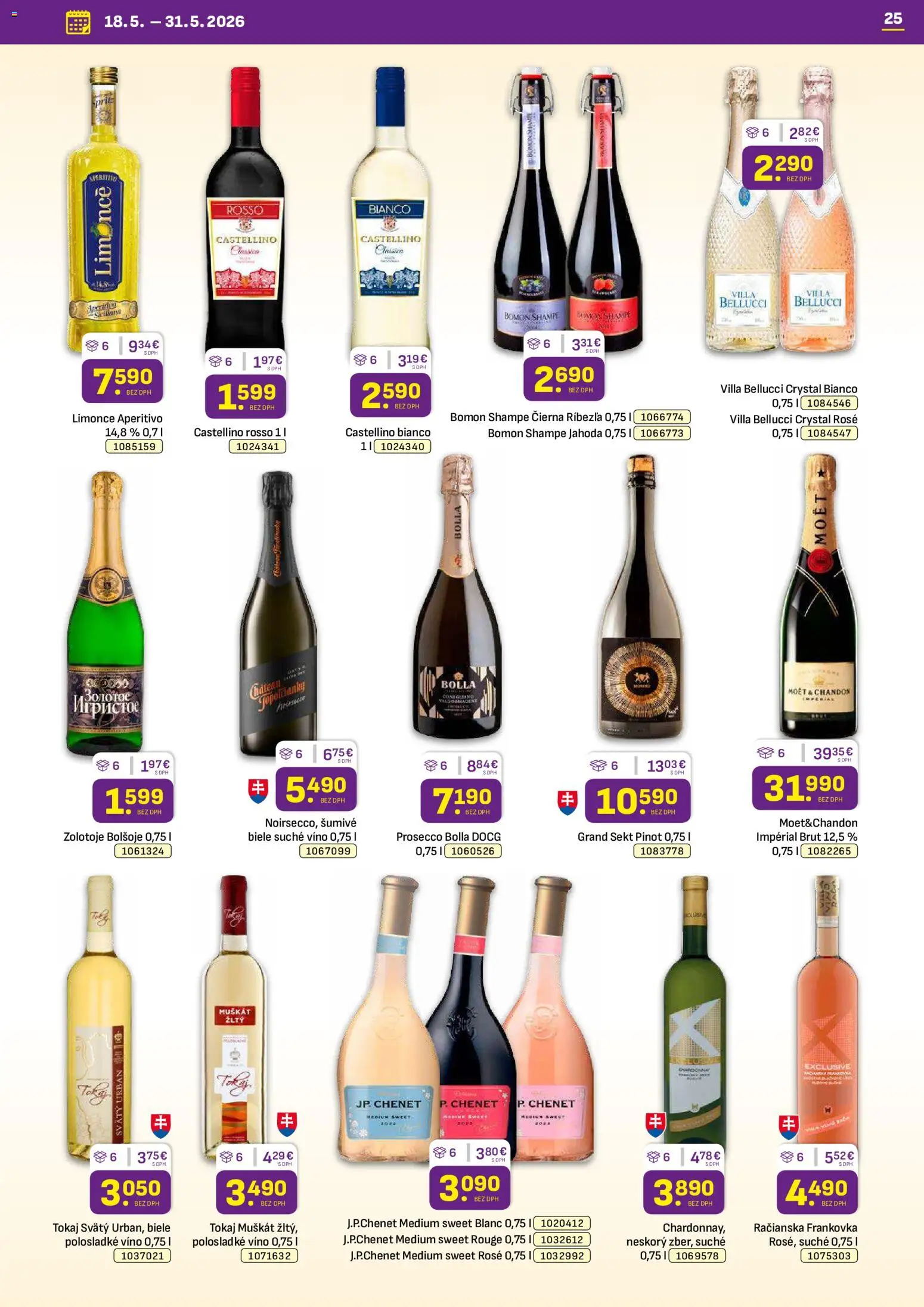Nové Libex akcie – leták je platný od 18.05.2026 | Strana: 25 | Produkty: Víno, Prosecco