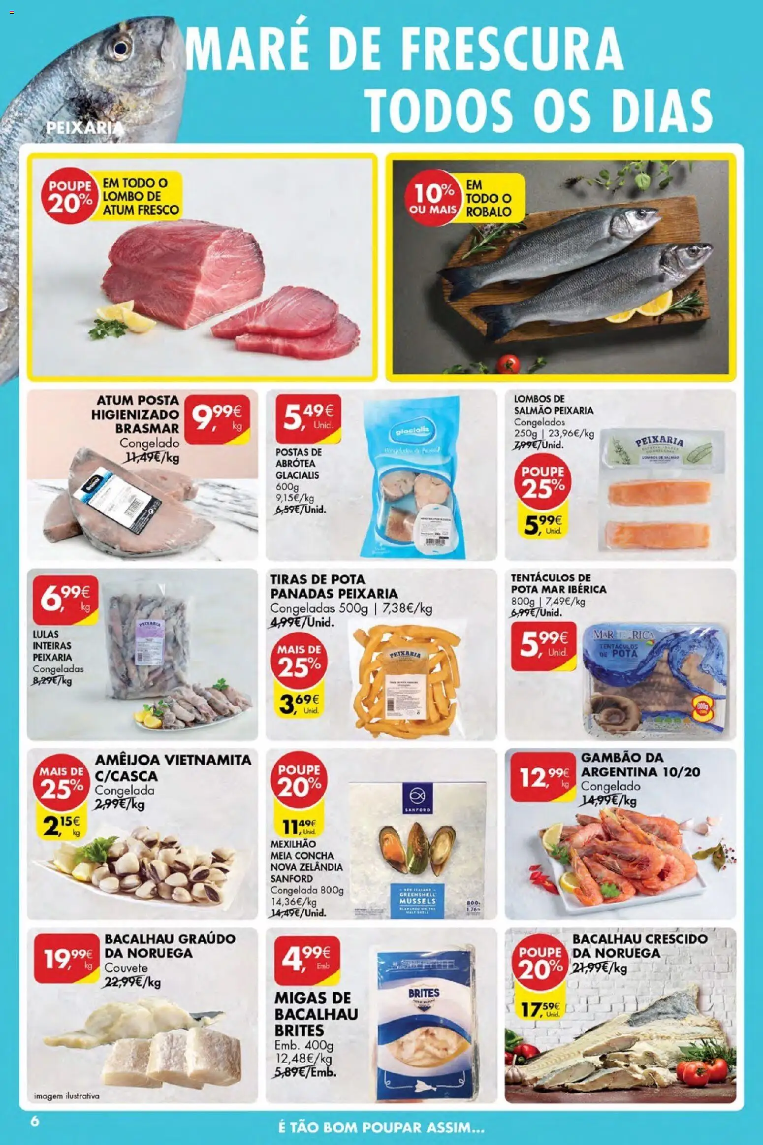 Pingo Doce Poupe Esta Semana Açores │ válido de 07.05.2026 | Página: 6 | Produtos: Atum, Bacalhau, Lulas, Salmão