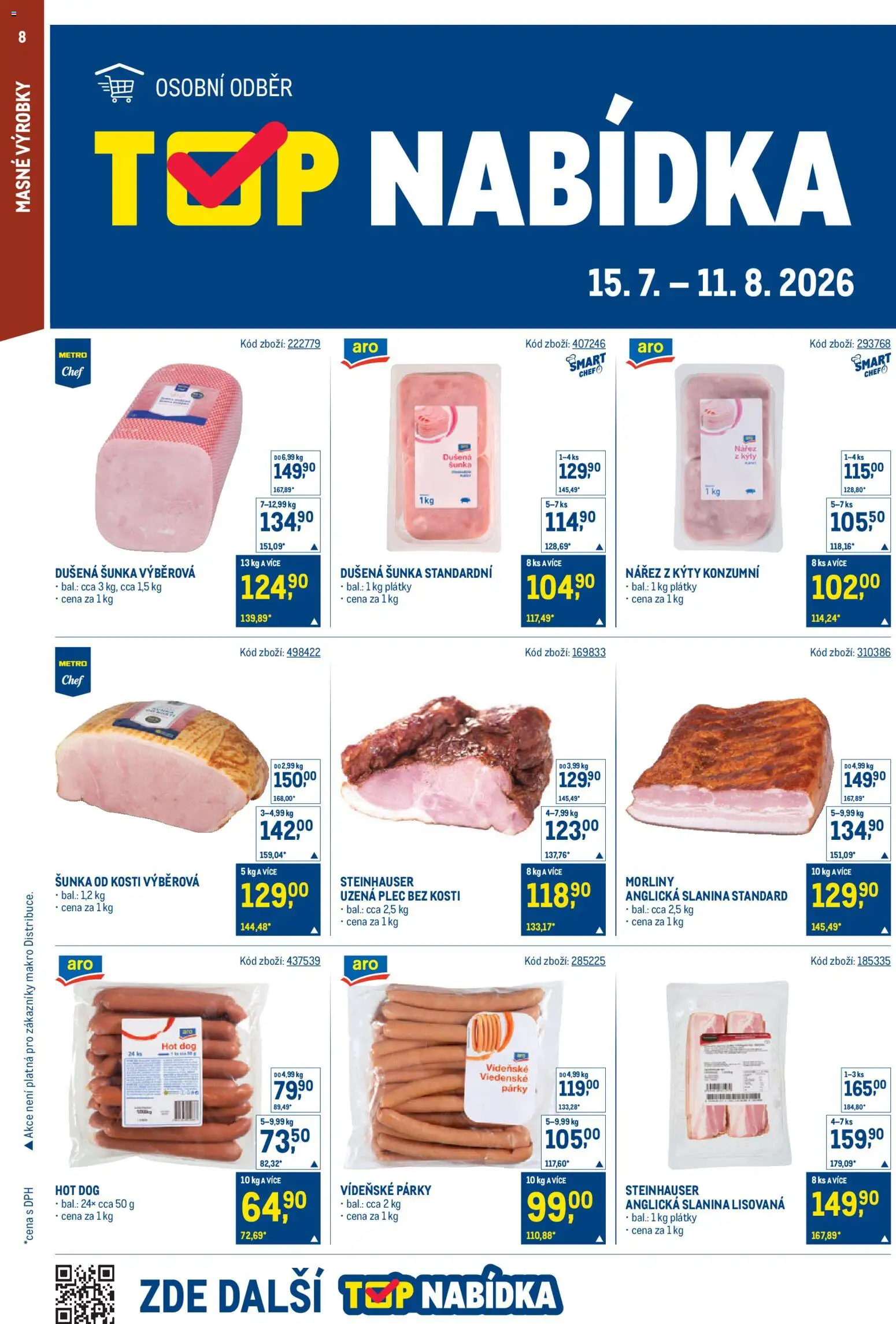 Makro leták - Gastronomie od 15.07.2026 | Strana: 8 | Produkty: Plec bez kosti, Vídeňské párky, Anglická slanina, Slanina
