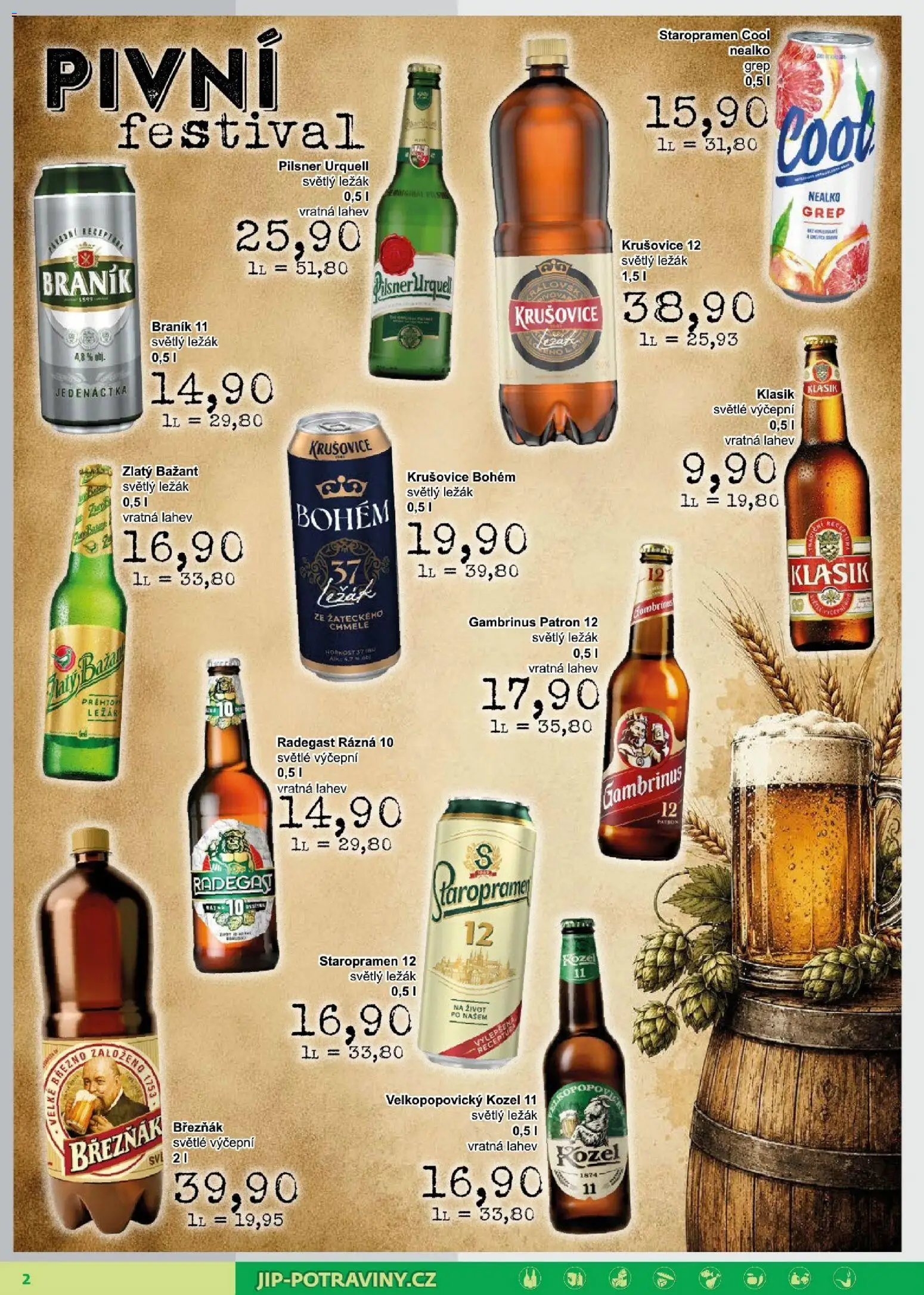 Jip leták od 15.07.2026 | Strana: 2 | Produkty: Březňák, Grep, Pilsner, Krušovice