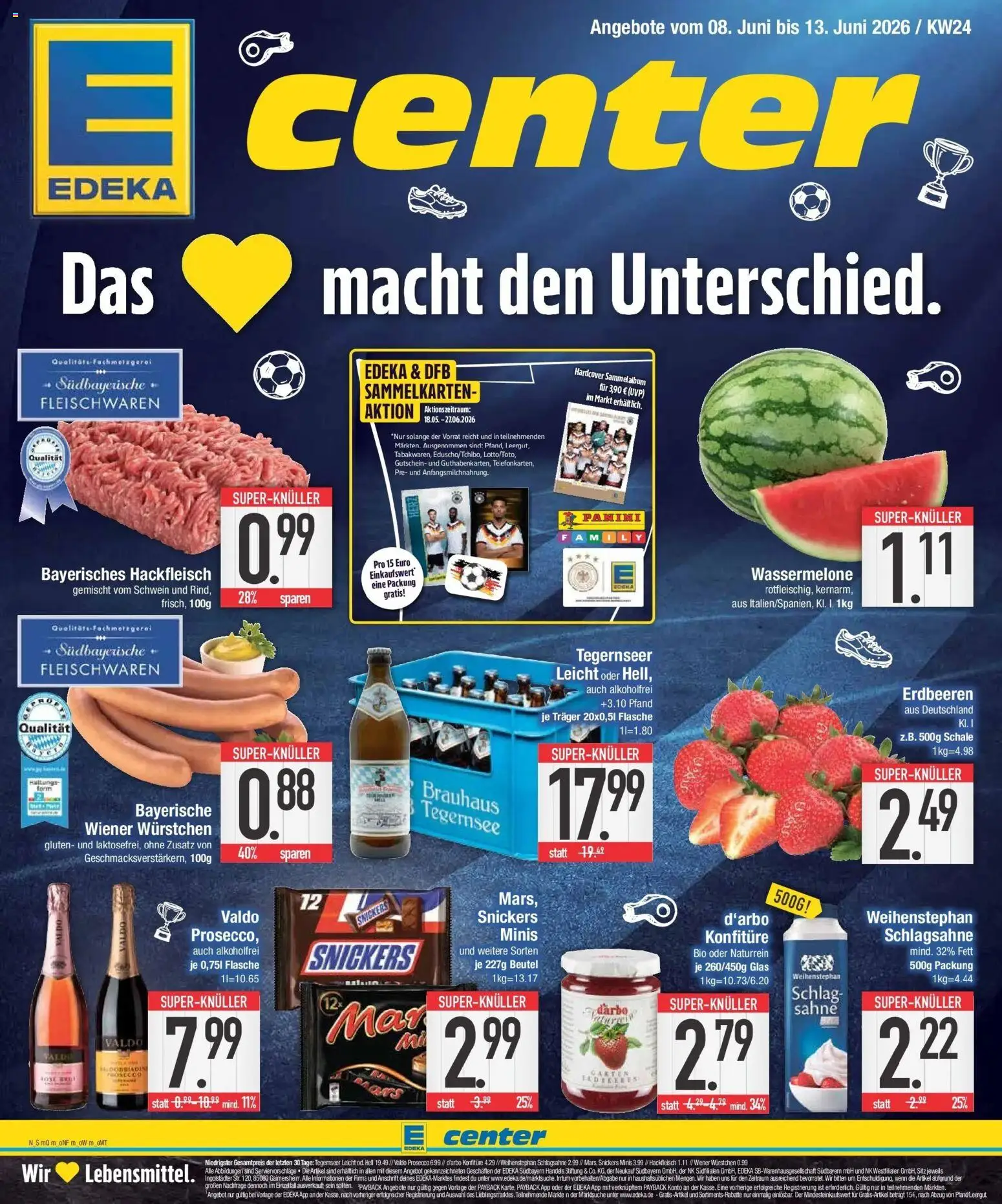 E center Prospekt Neuburg An Der Donau – gültig ab 08.06.2026 | Seite: 1 | Produkte: Schlagsahne, Snickers, Mars, Prosecco