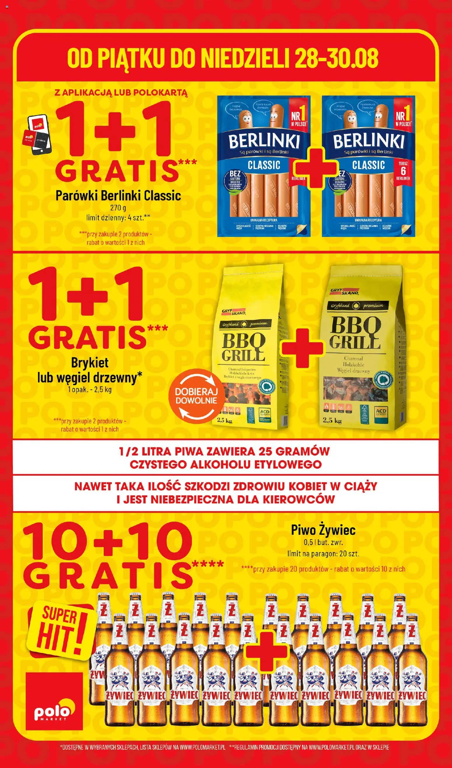 POLOmarket gazetka - Super Hity od 28.08.2026 | Strona: 4 | Produkty: Parówki berlinki, Węgiel drzewny, Bułka, Piwo