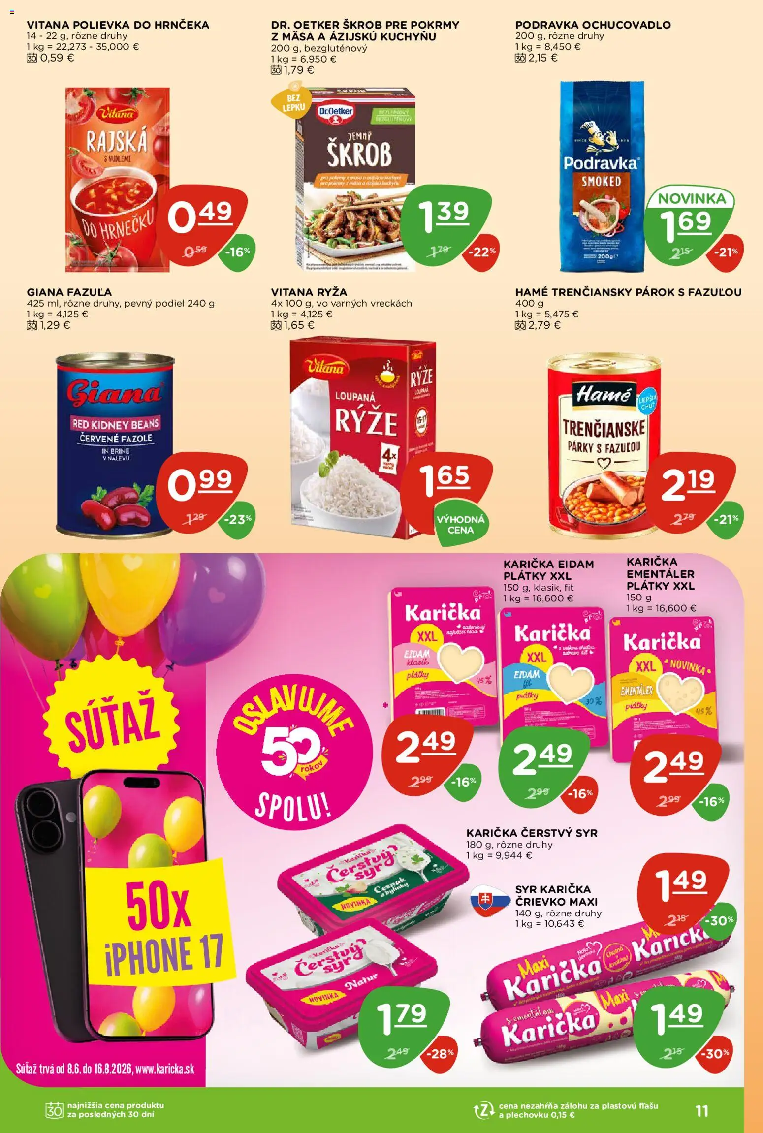 Nové Terno akcie – leták je platný od 11.06.2026 | Strana: 11 | Produkty: Syr, Eidam, Cesnak, Párky