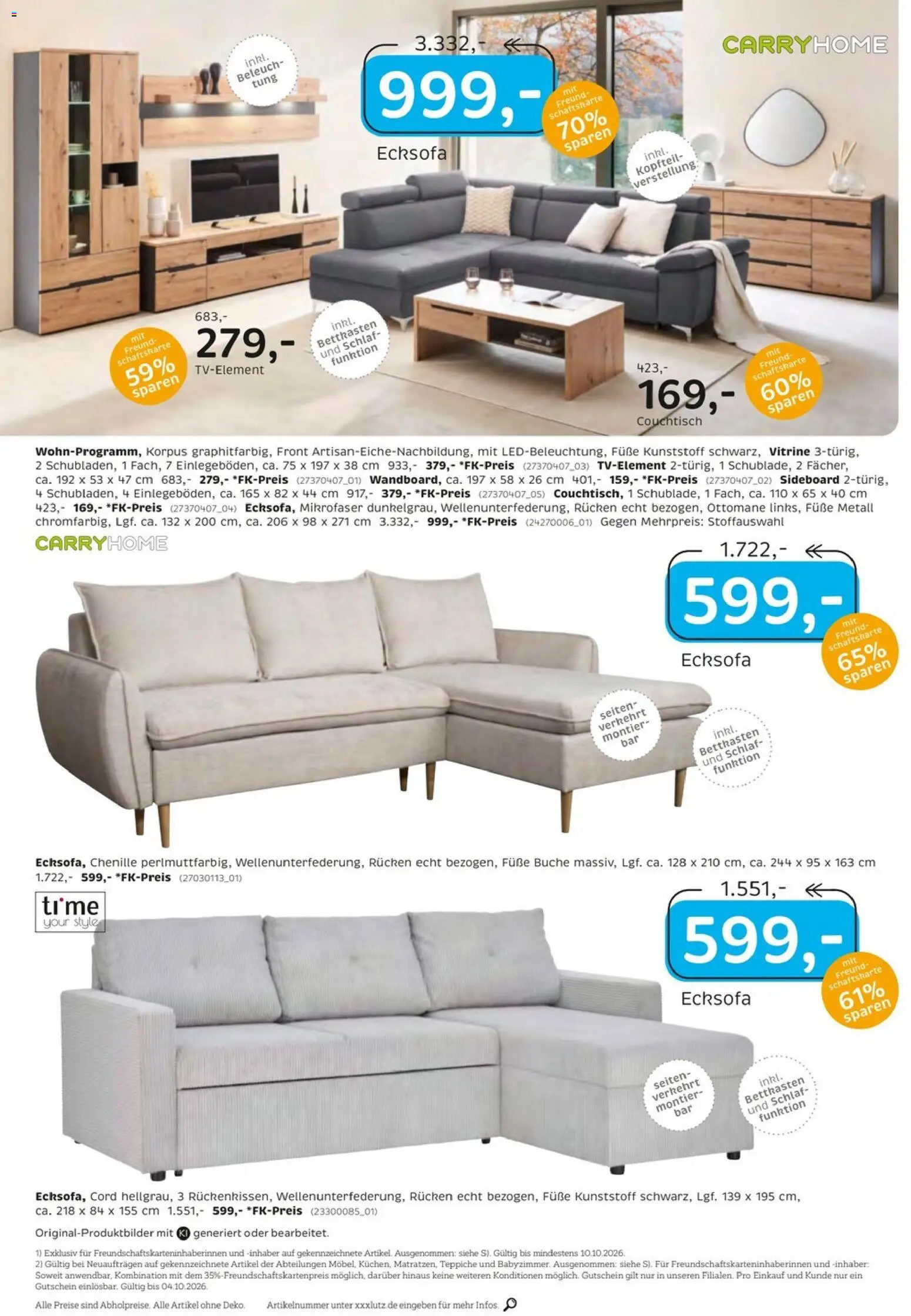 XXXLutz Junges Wohnen – gültig ab 26.09.2026 | Seite: 2 | Produkte: Sideboard, Ecksofa, Vitrine, Couchtisch