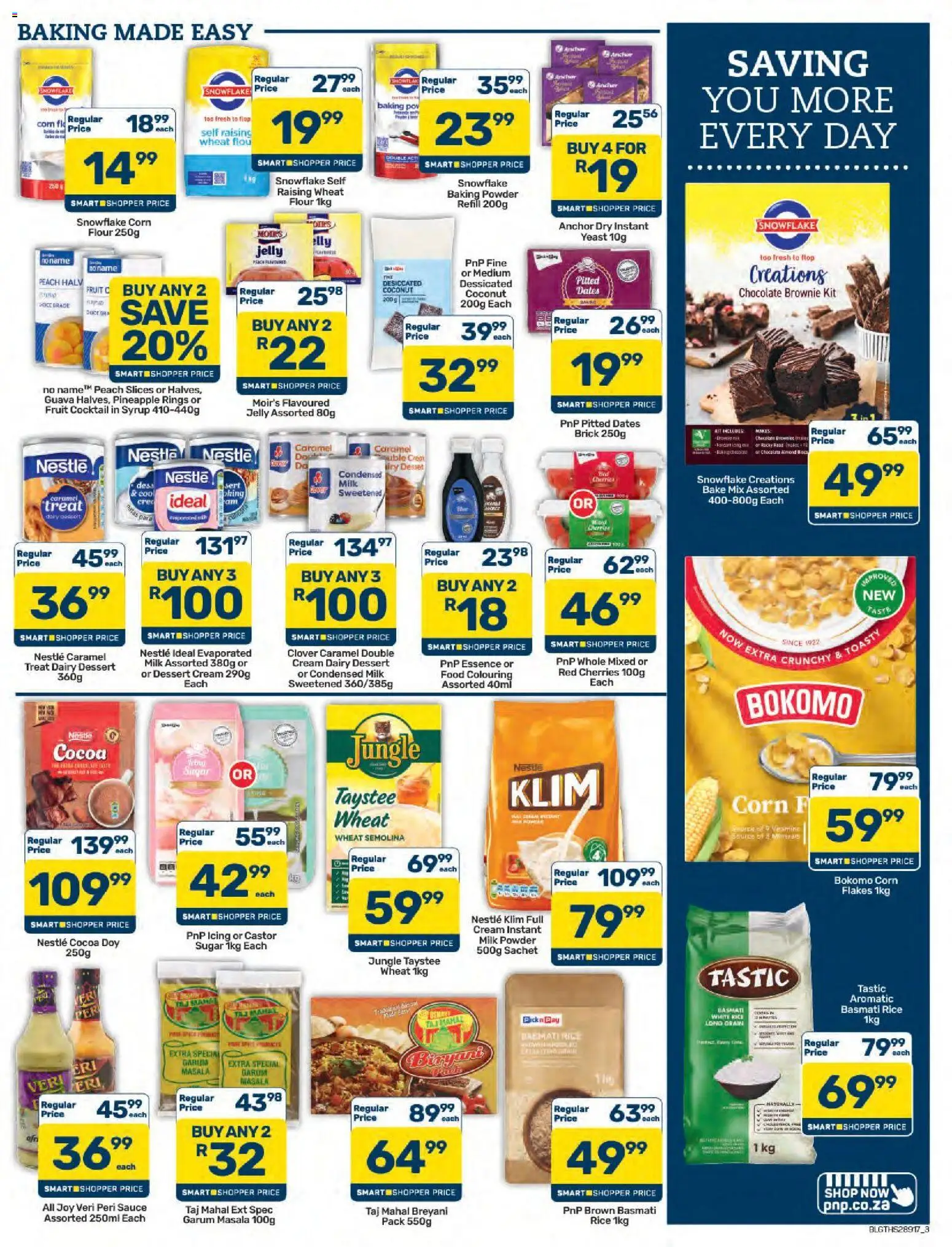 New Pick n Pay catalogue – valid from 23/10/2026 | Page: 3 | Products: Condensed milk, Flakes, Sauce, Peach