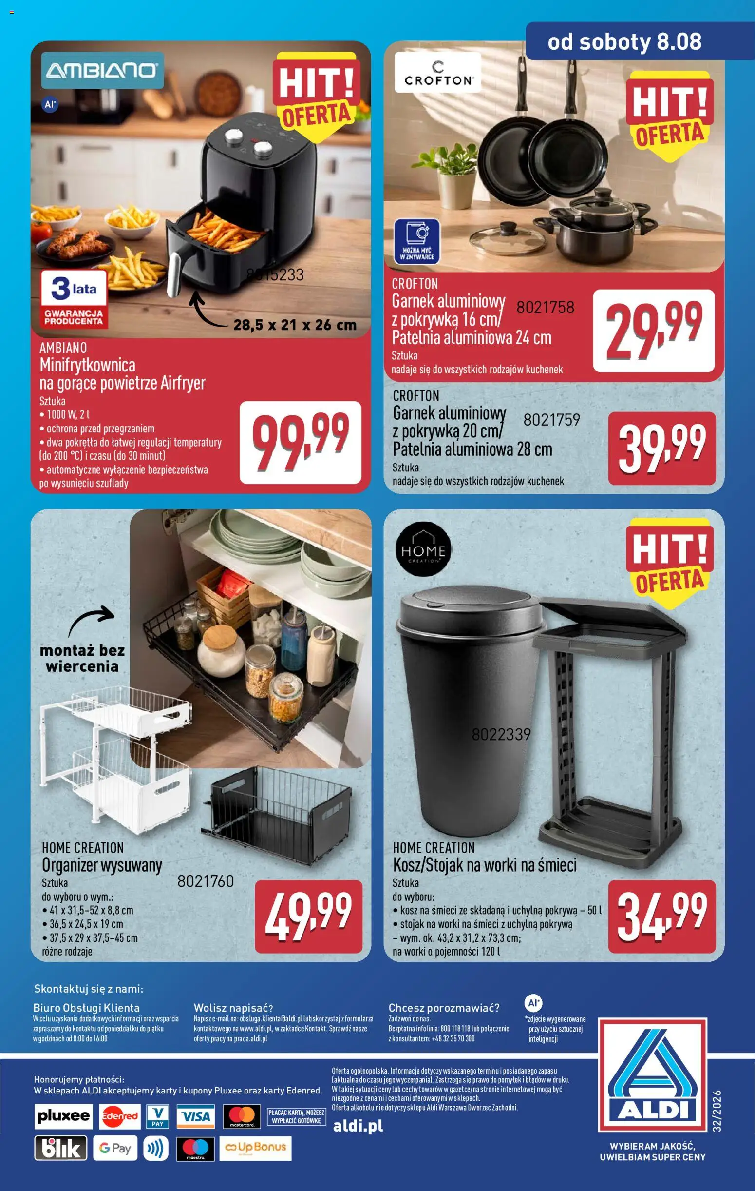Aldi Polsko leták - Ostatnie sztuki w wybranych sklepach od 05.08.2026 | Strana: 15 | Produkty: Organizér, Airfryer, Karty