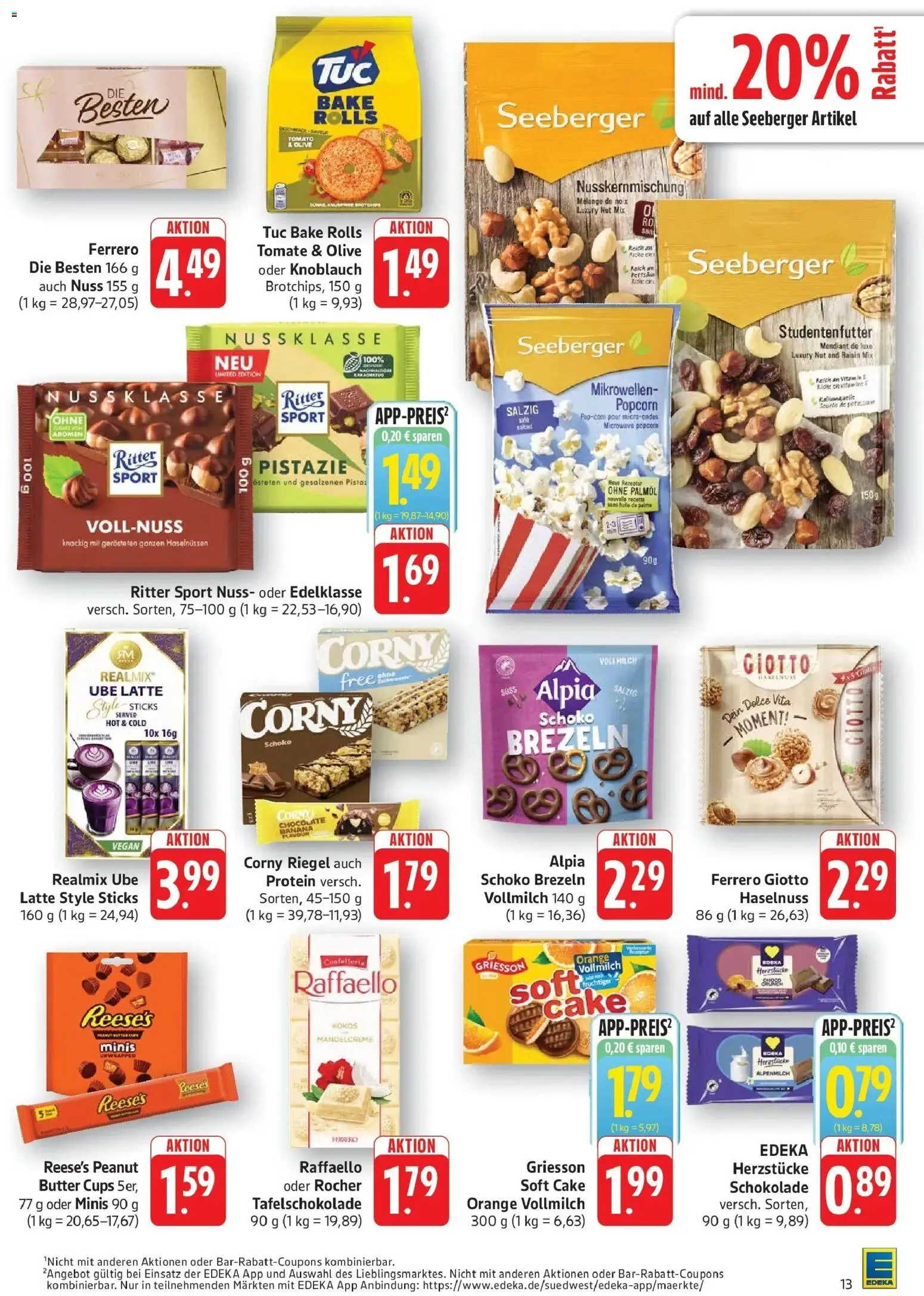 Edeka Prospekt Eislingen (ab 21.09.2026) » Angebote Online | Seite: 13 | Produkte: Corny riegel, Ritter sport, Knoblauch, Popcorn