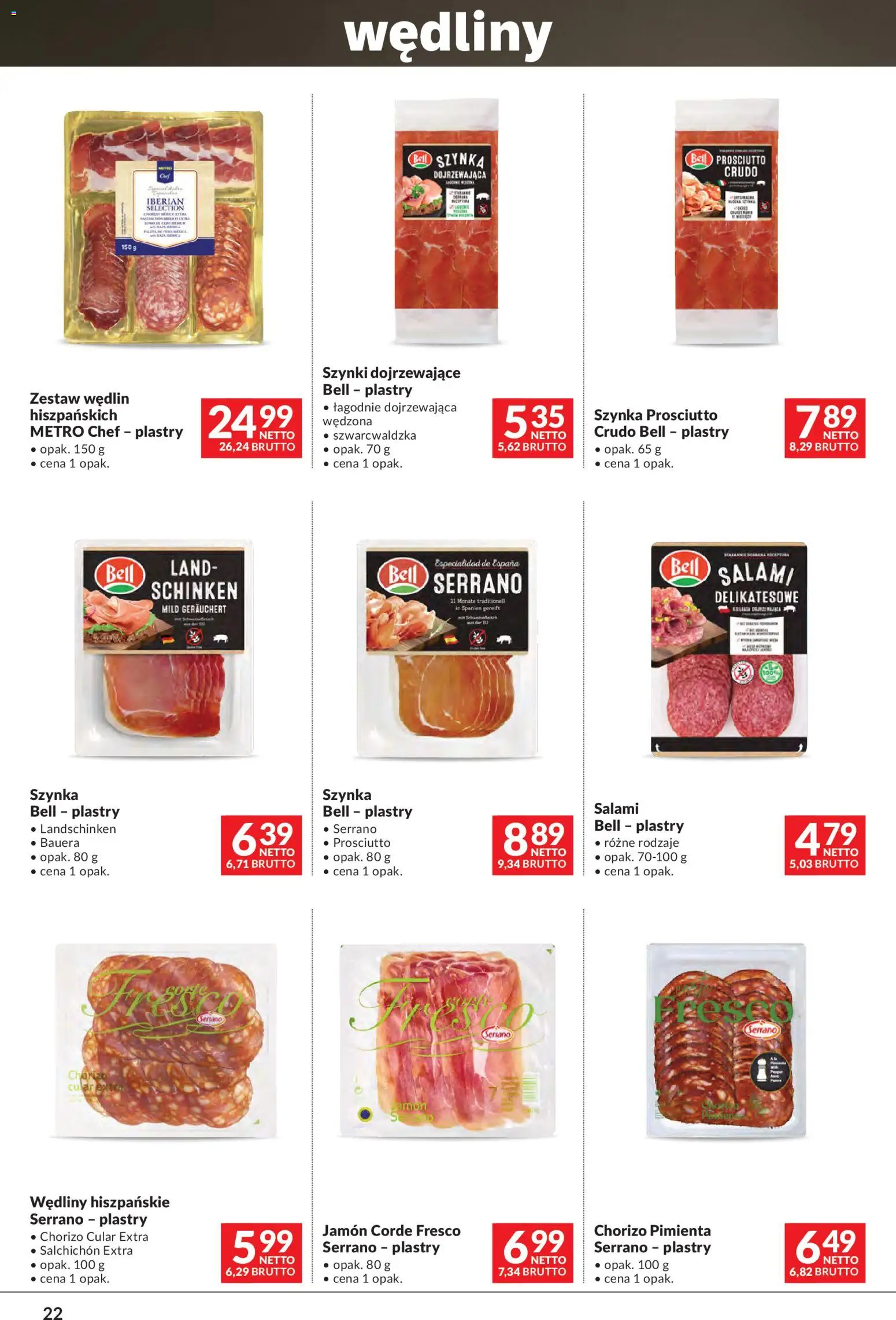 Makro gazetka - Sery, Wędliny, Wina od 01.09.2026 | Strona: 22 | Produkty: Szynka prosciutto, Szynka, Prosciutto, Salami