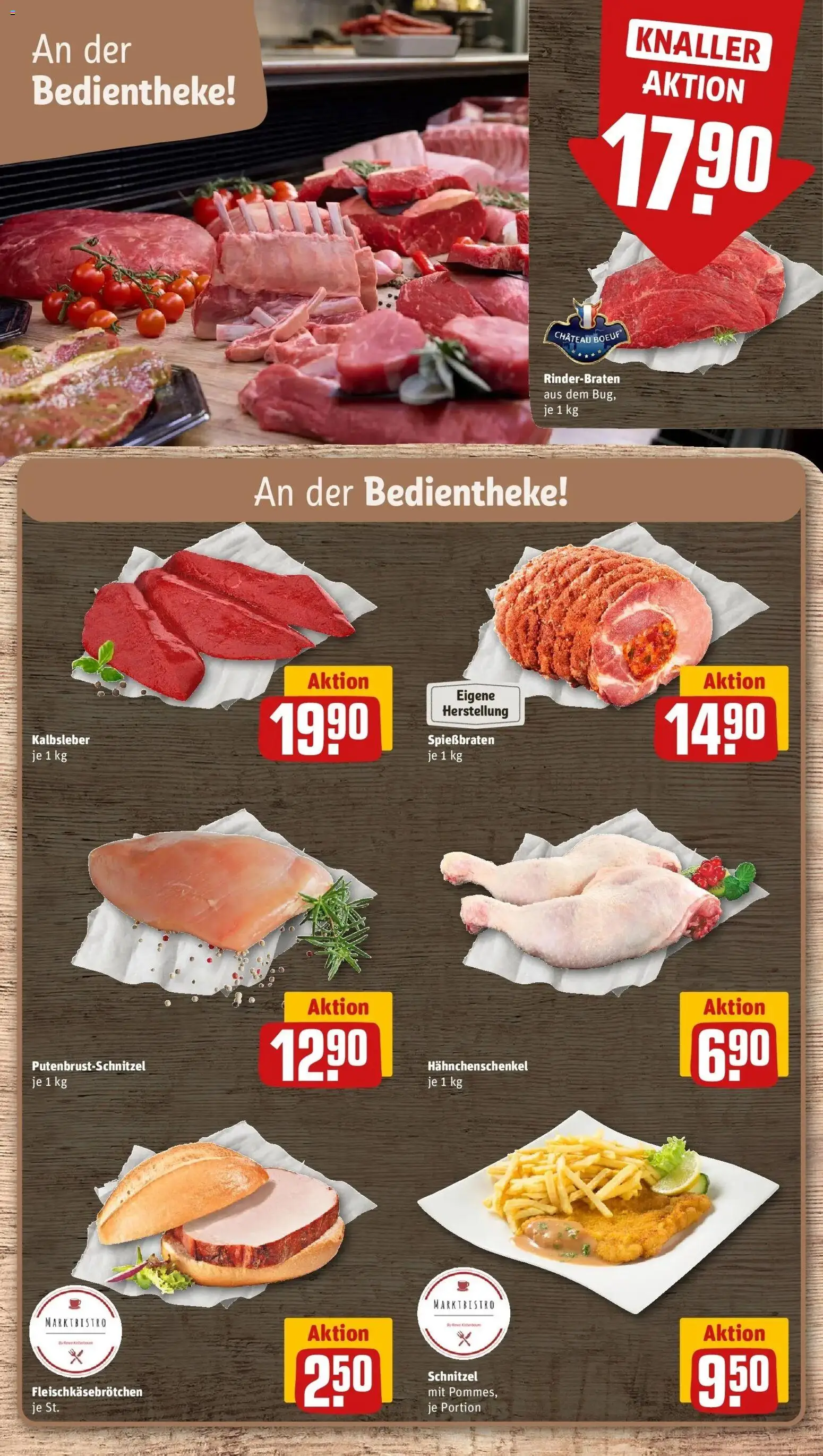 REWE Prospekt ab 26.10.2026 zum Blättern » Angebote | Seite: 8 | Produkte: Rinderbraten, Hahnchenschenkel, Schnitzel, Kalbsleber