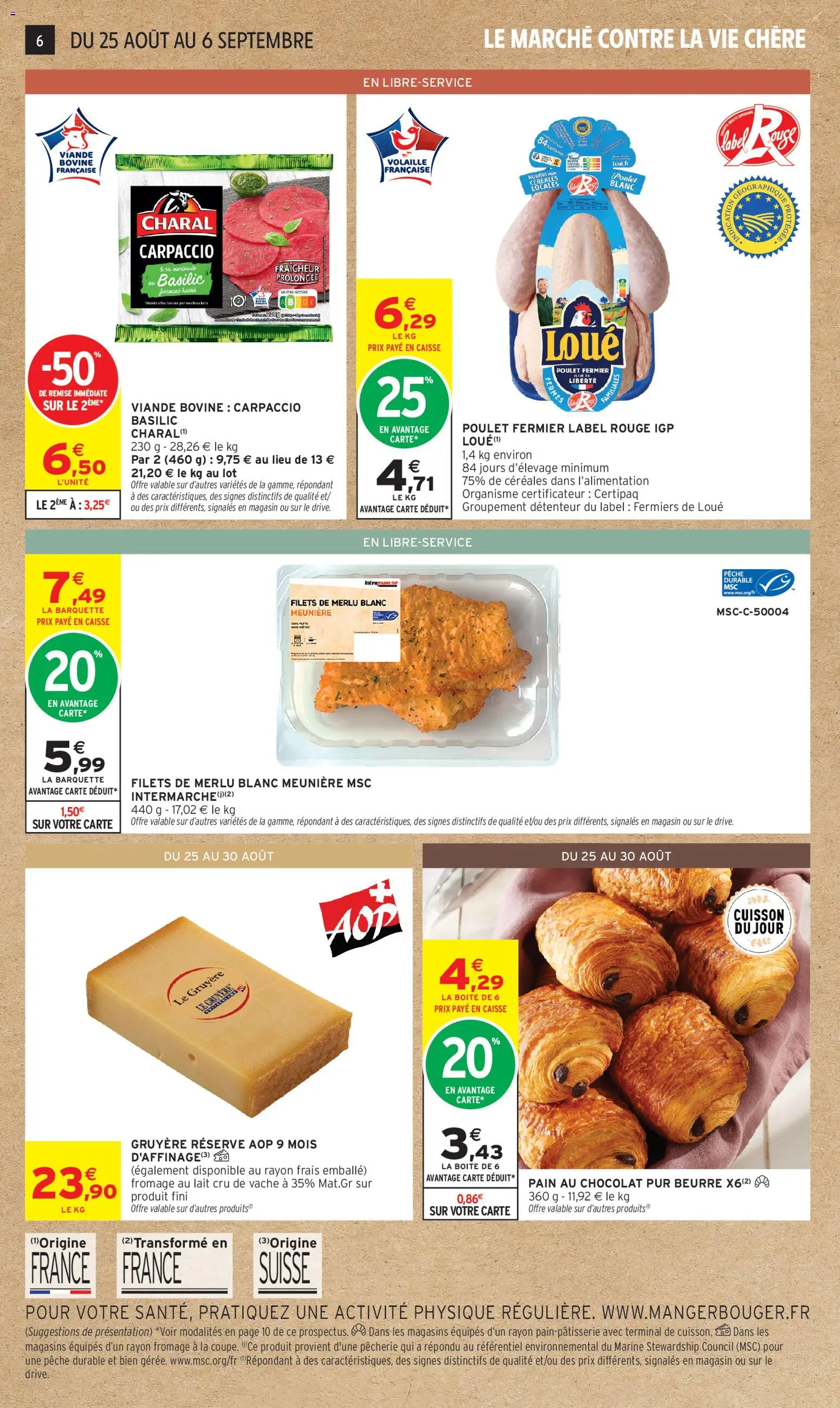 {H1} | Page: 6 | Produits: Poulet, Pain au chocolat, Lait, Chocolat