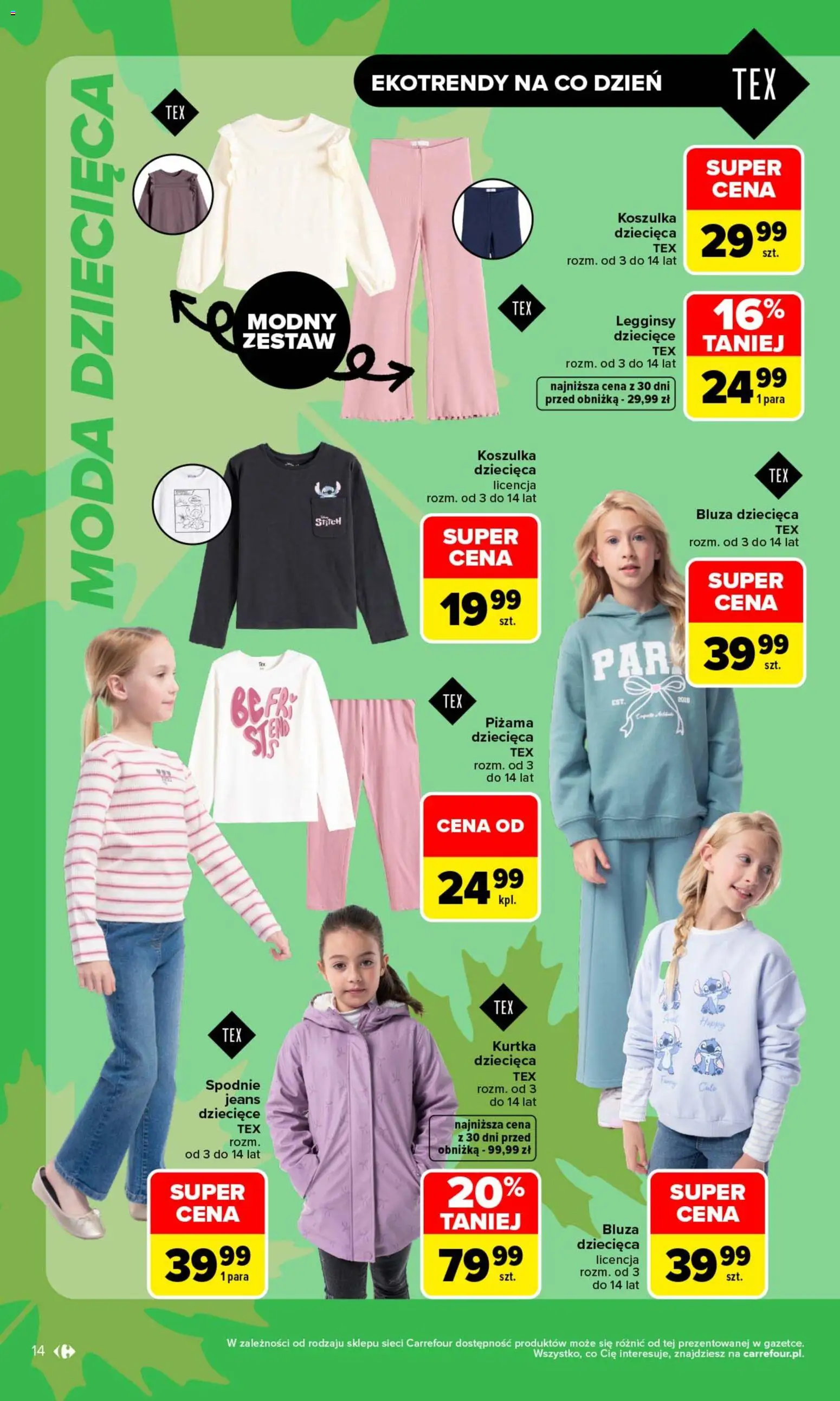 Carrefour gazetka - Zanosi się na świetne okazje od 31.08.2026 | Strona: 14 | Produkty: Kurtka, Piżama, Legginsy, Legginsy dziecięce