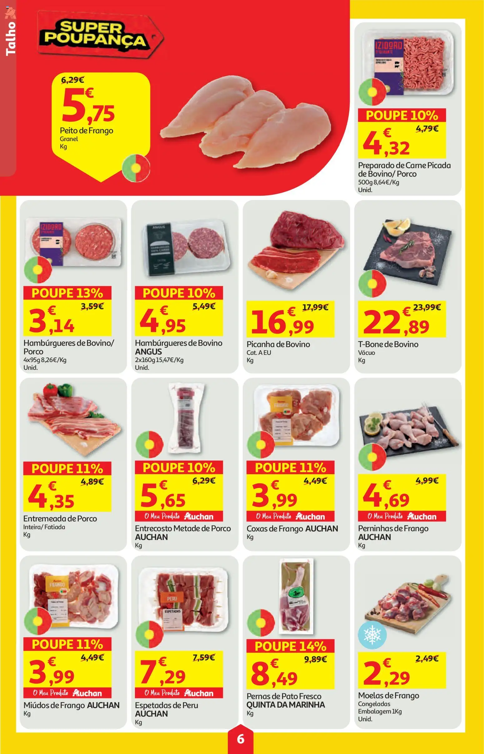 Auchan folheto │ válido de 21.05.2026 | Página: 6 | Produtos: Frango, Peru, Carne picada, Carne