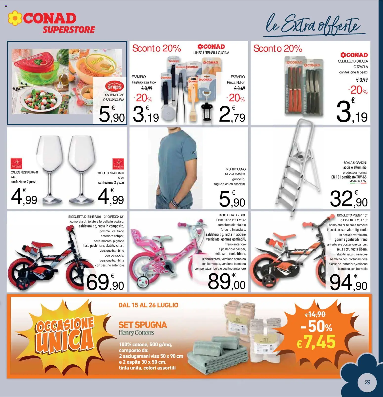 Volantino Conad del 15/07/2026 | Pagina: 29 | Prodotti: Calice, Pizza, Scala, Alluminio