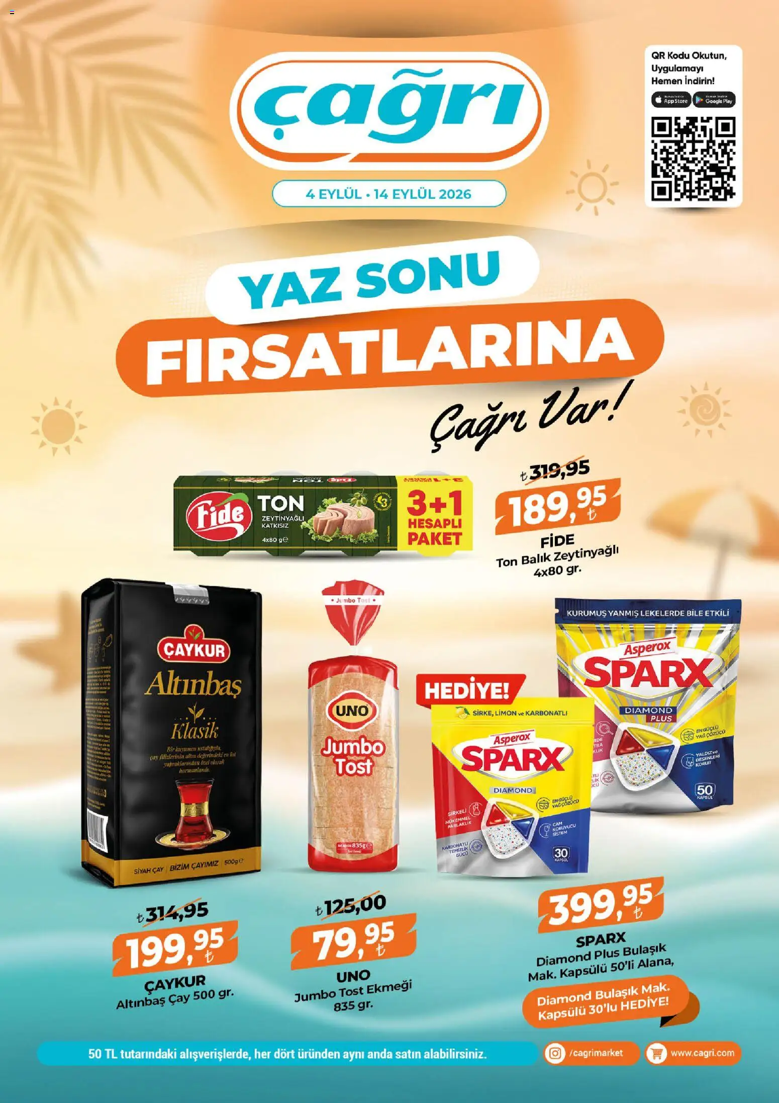 Çağrı Market Katalog - 04 Eylül 2026 tarihinden itibaren geçerlidir | Sayfa: 1 | Ürünler: Balık, Çay, Yağ, Limon