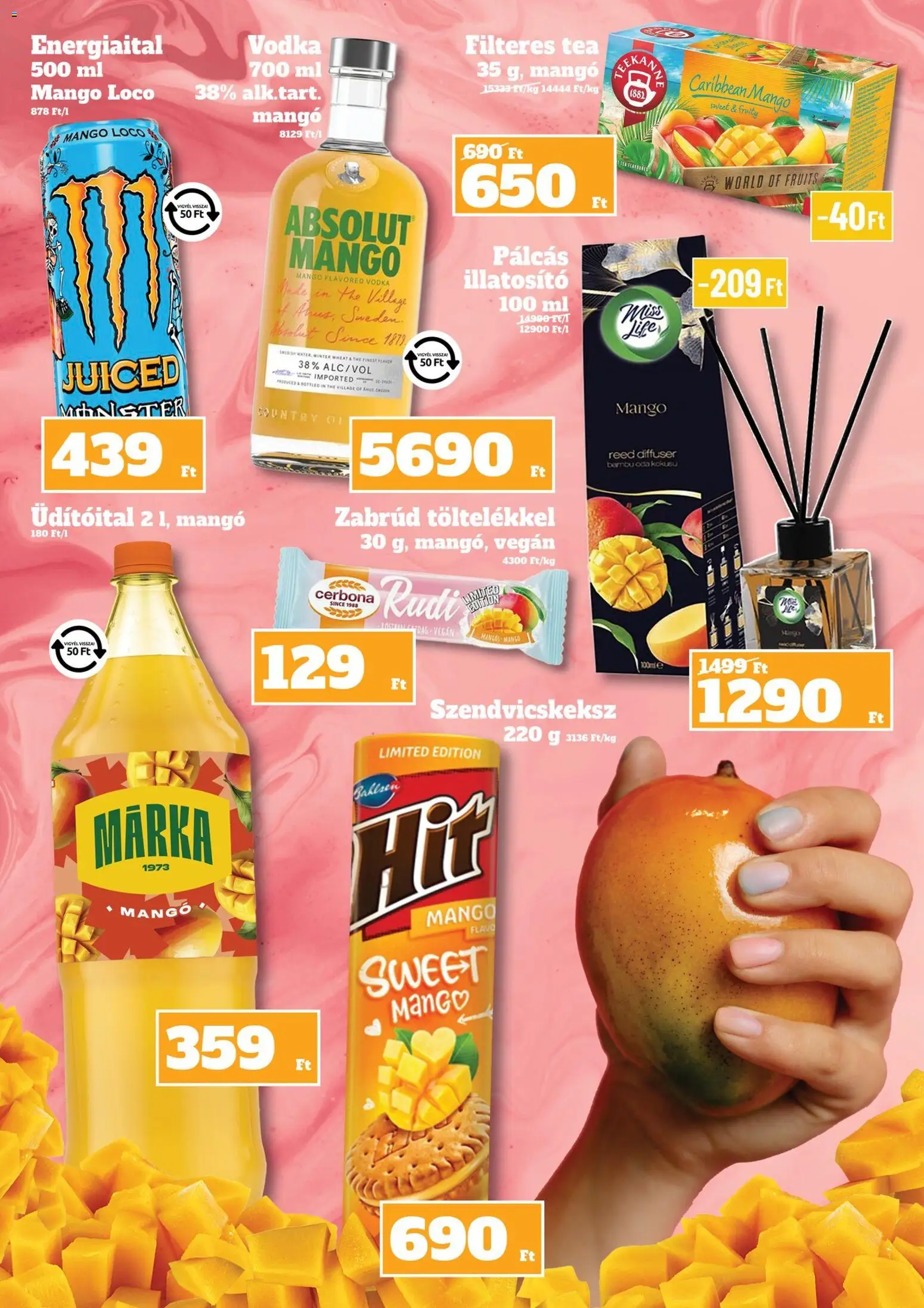 Family Diszkont akciós ujság - amely érvényes a következő dátumtól: 04.06.2026 | Oldal: 13 | Termékek: Energiaital, Tea, Vodka, Mangó
