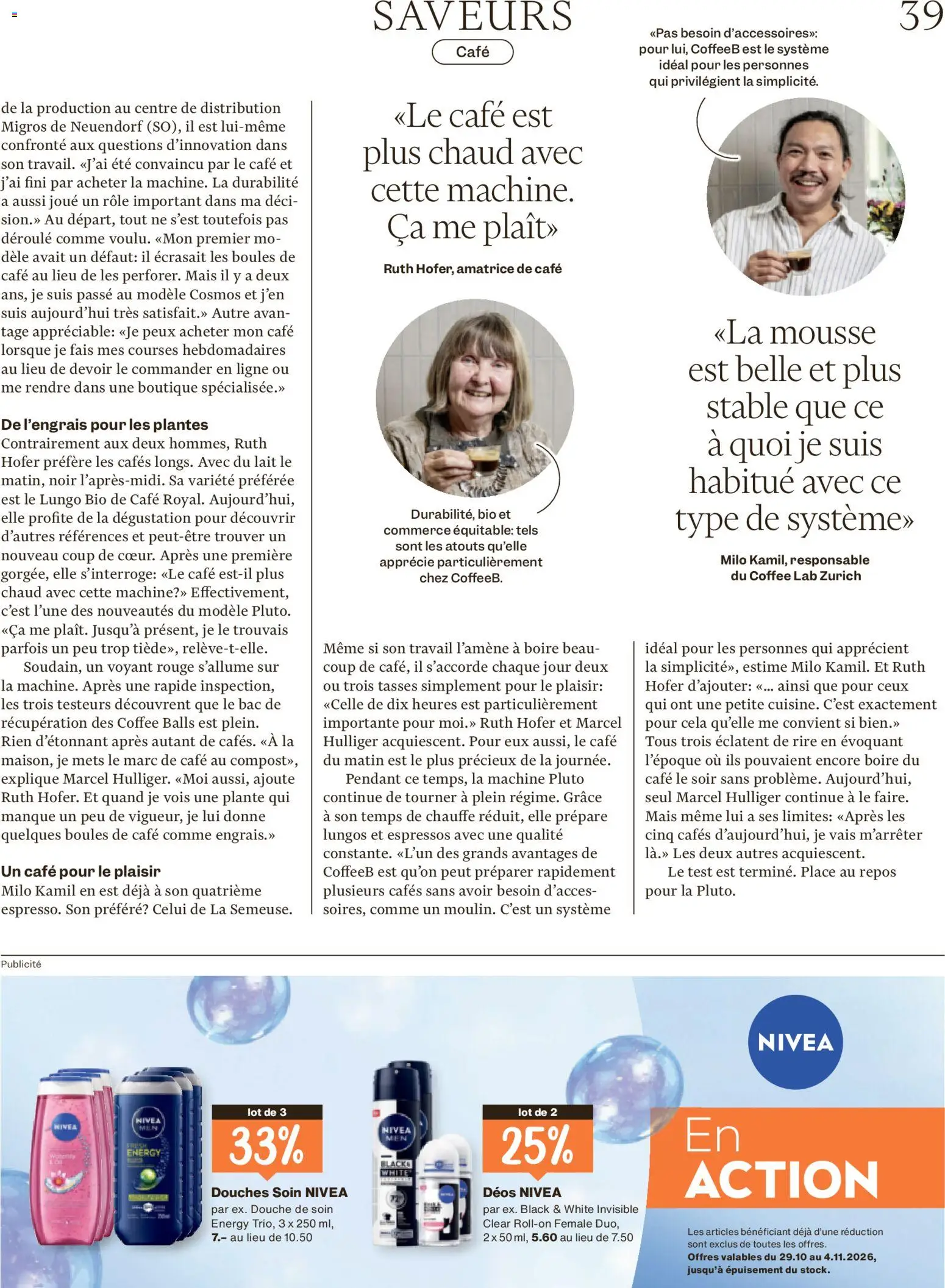 Migros aktionen Magazine FR – gültig ab 29.10.2026 | Seite: 39 | Produkte: Deodorant, Mais, Rouge, Shower Gel