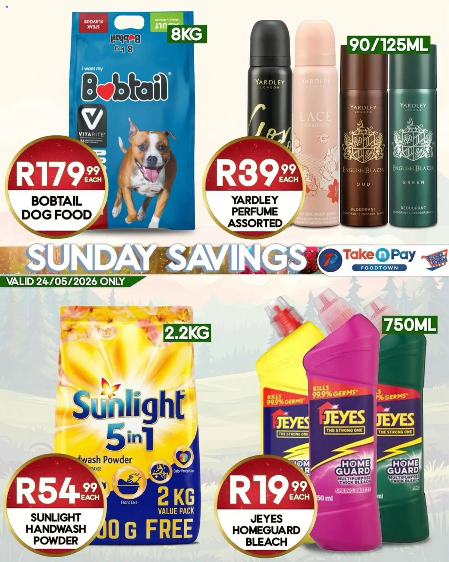 New Take n Pay catalogue – valid from 24.05.2026 | Page: 2 | Products: Handwash, Steak, Perfume, Dog food