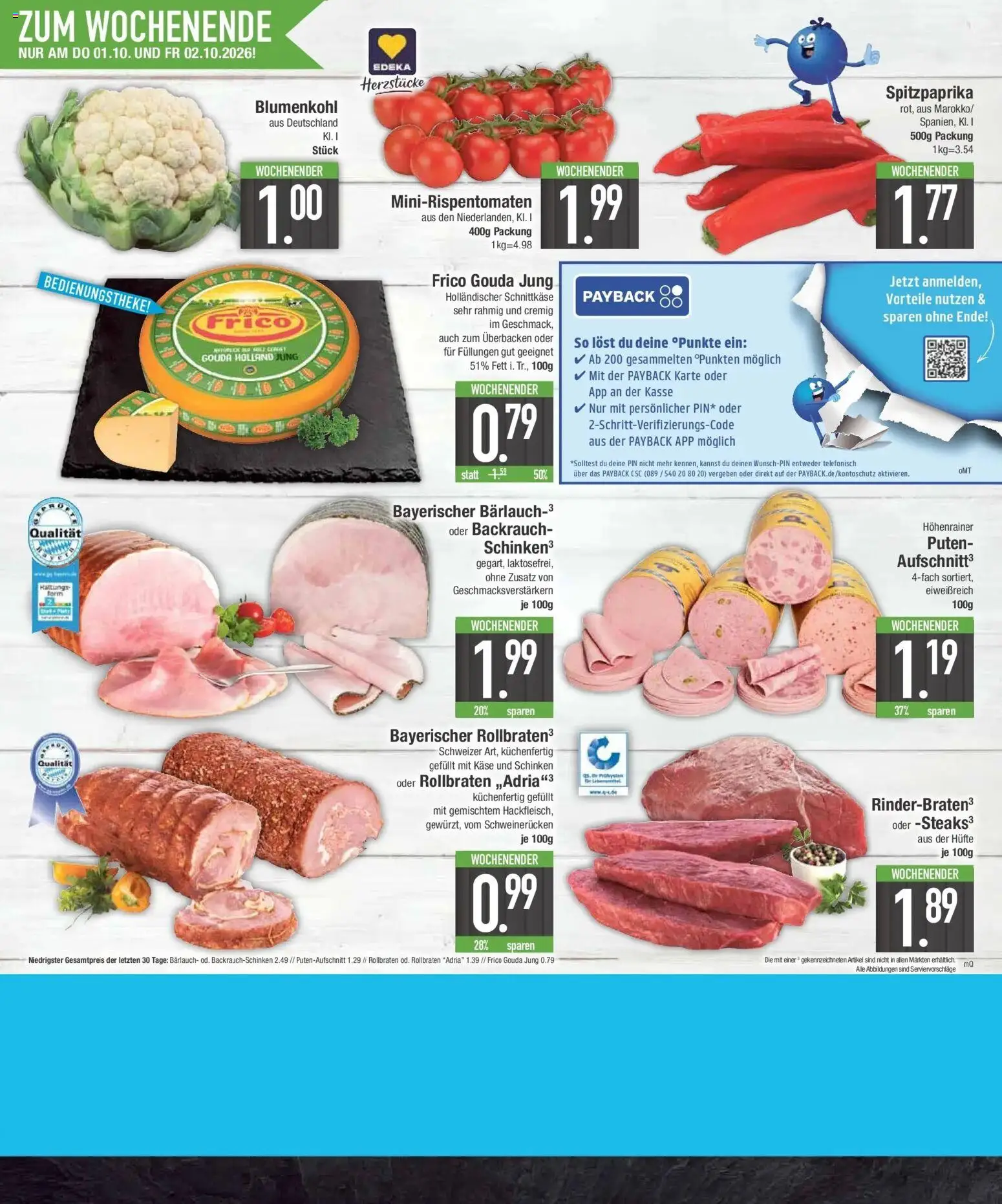 E center Prospekt Ingolstadt (ab 28.09.2026) zum Blättern | Seite: 26 | Produkte: Käse, Schweinerucken, Blumenkohl, Schinken