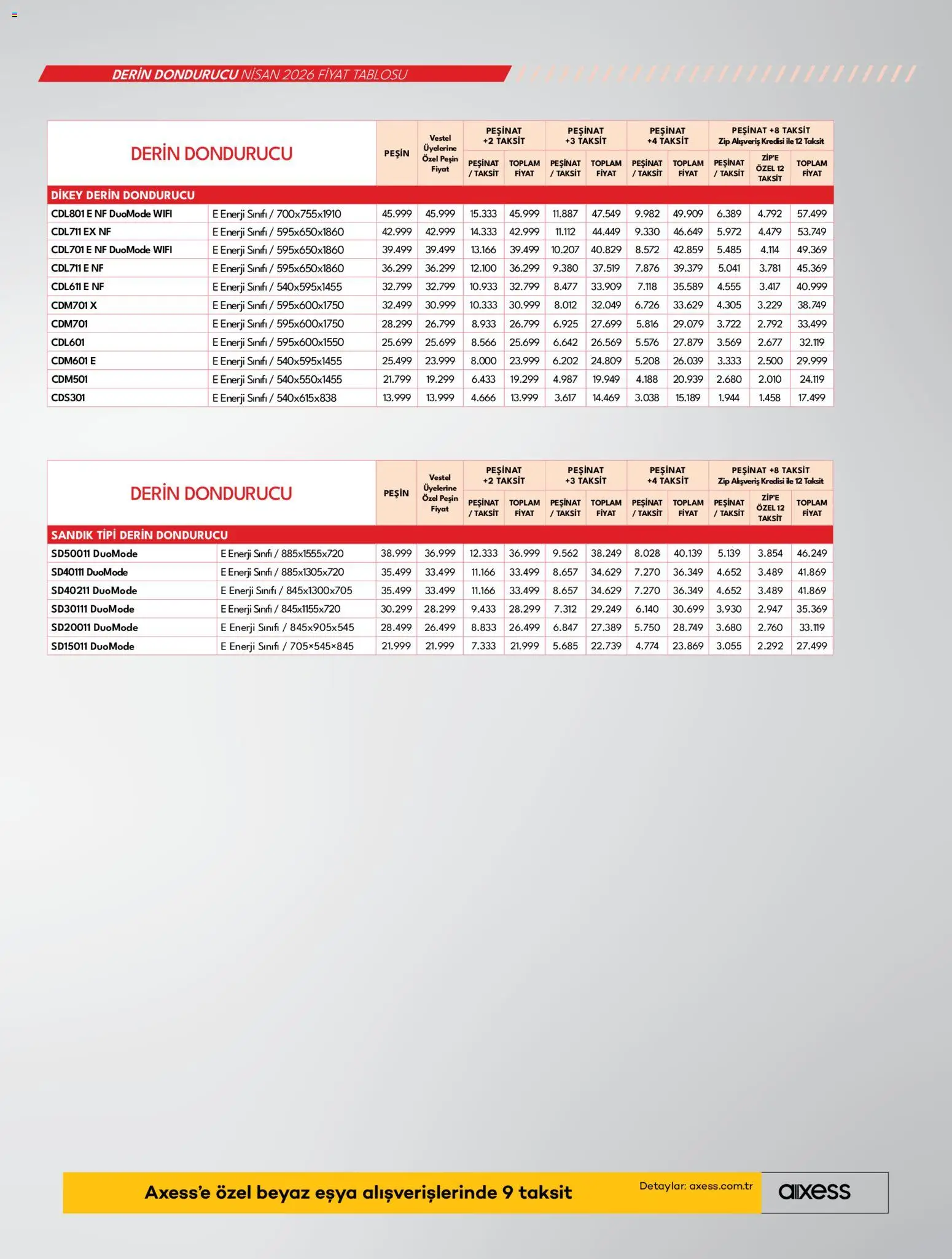 Vestel Katalog - 03.04.2026 tarihinden itibaren geçerlidir | Sayfa: 19 | Ürünler: Dondurucu