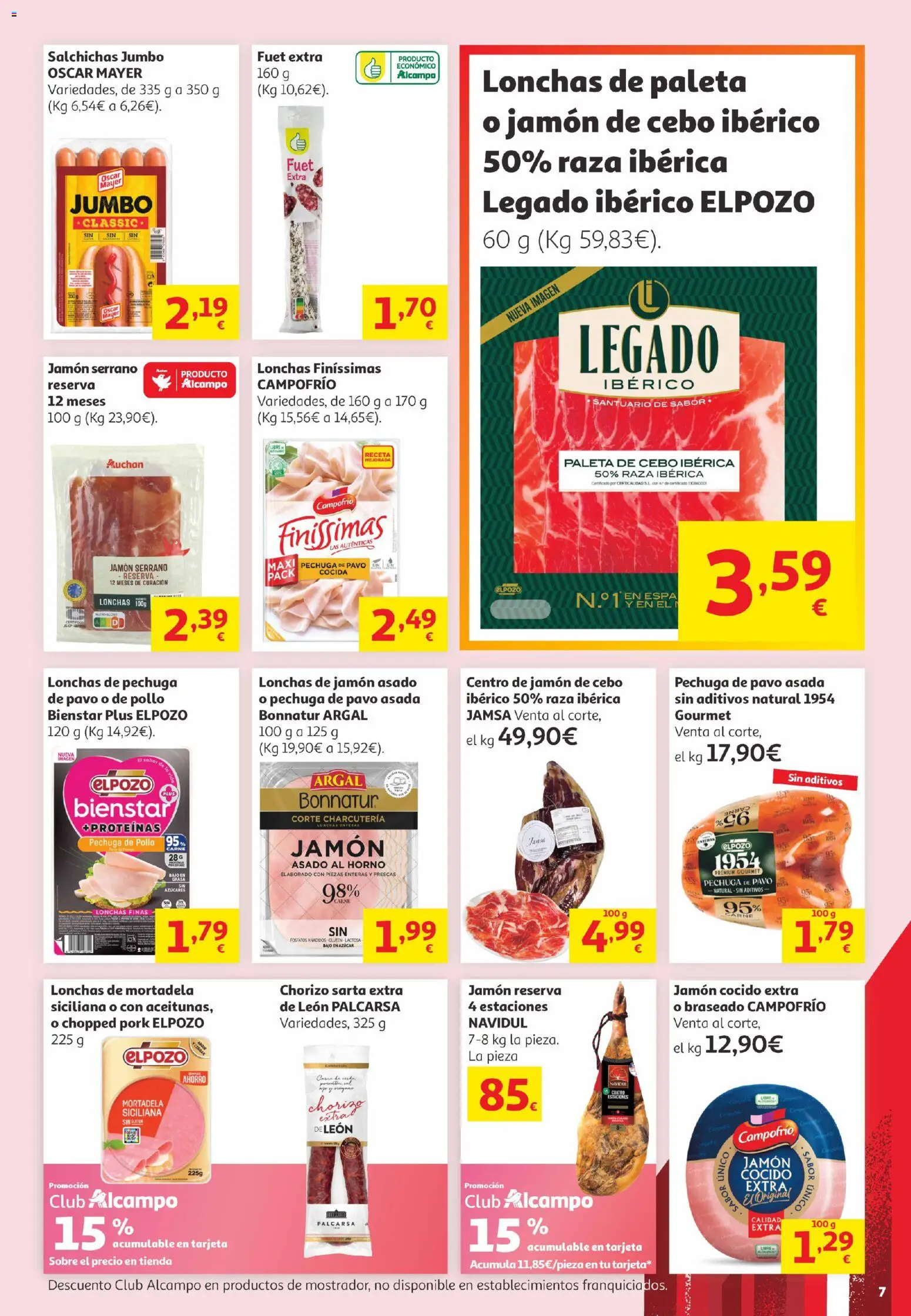 Alcampo Canarias │ válido desde el 16.06.2026 | Página: 7 | Productos: Jamón serrano, Jamón, Horno, Mortadela