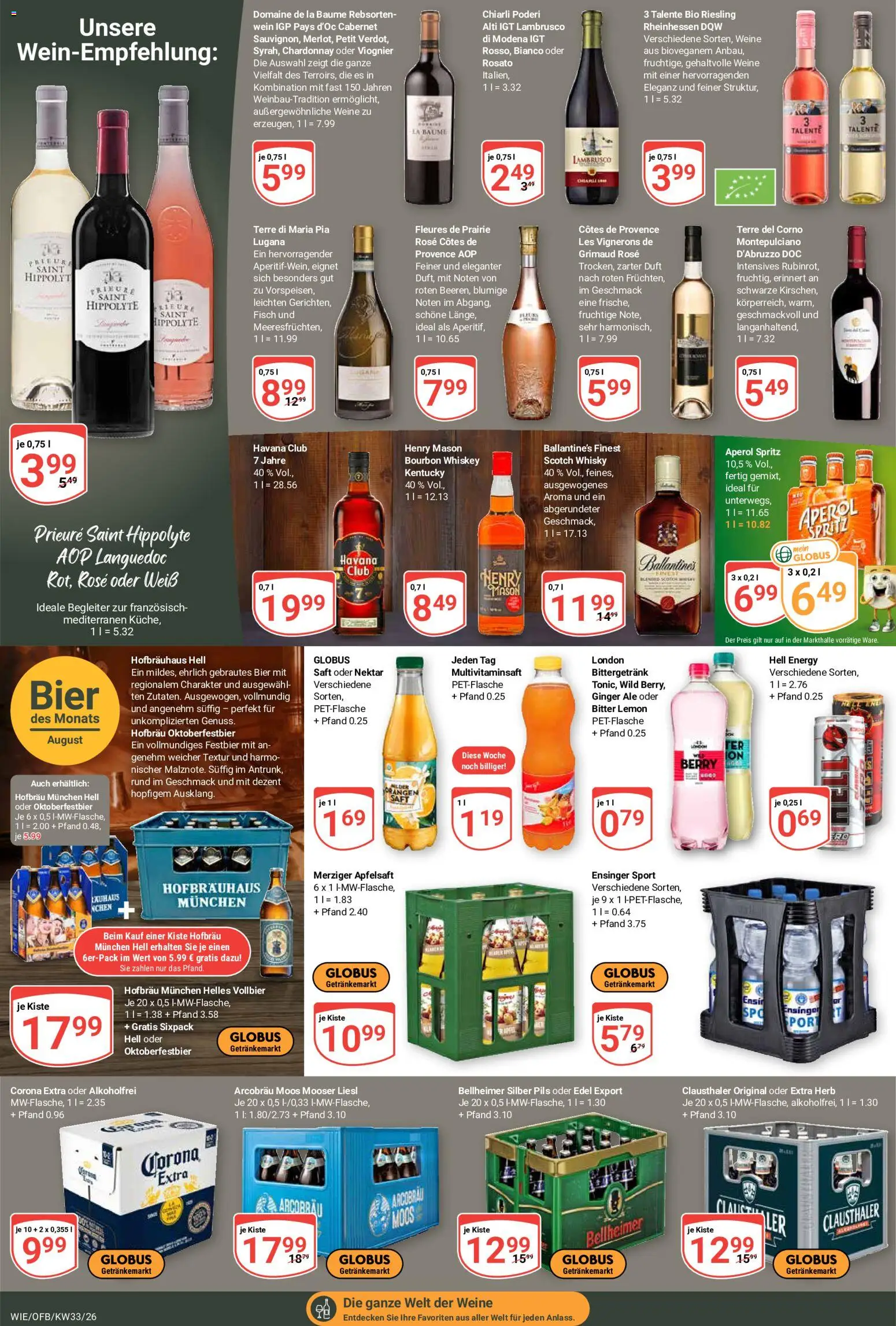 Globus Prospekt Waghäusel-Wiesental – gültig ab 10.08.2026 | Seite: 17 | Produkte: Energy, Apfelsaft, Fisch, Aperol