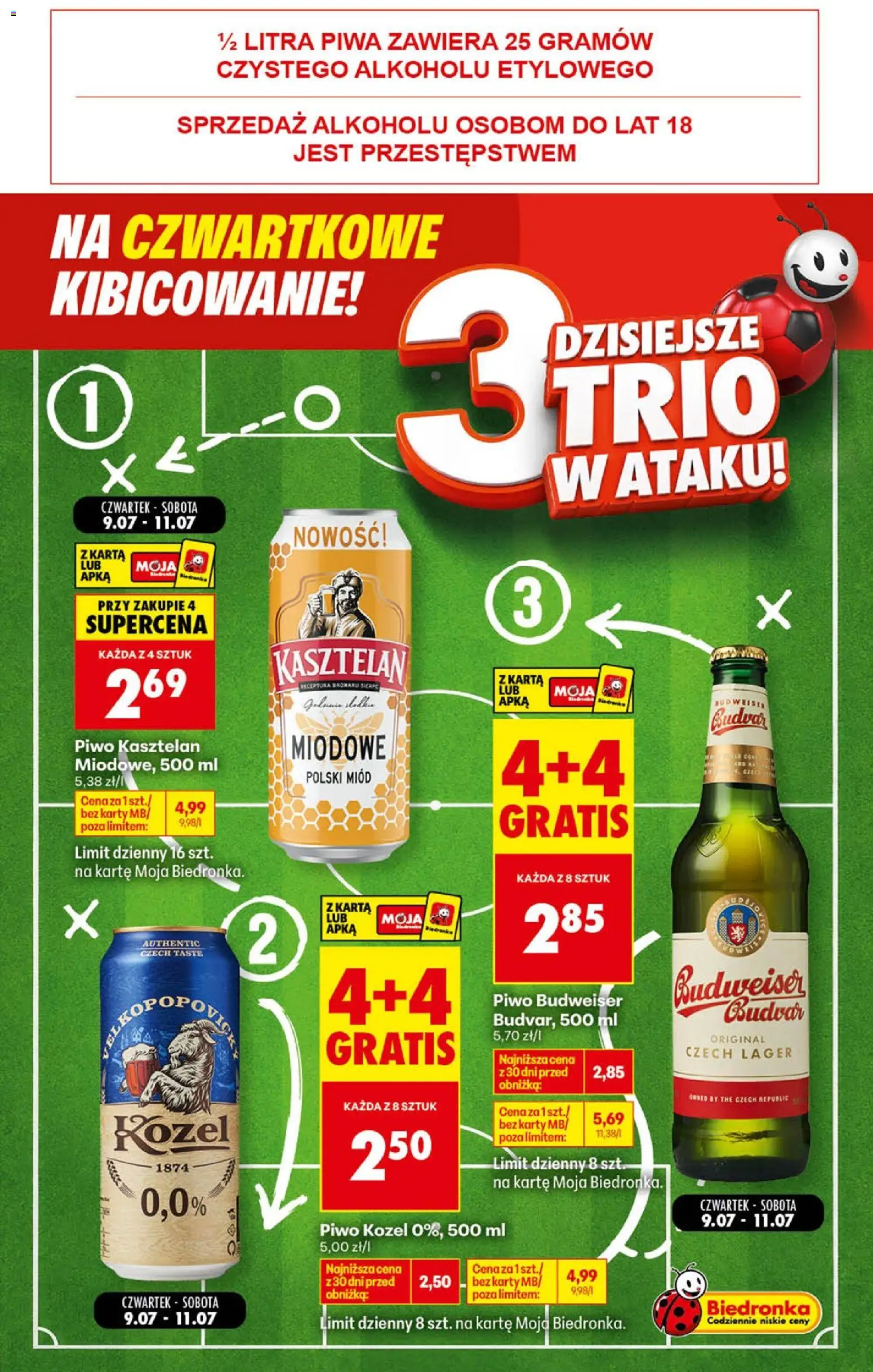 Biedronka Polsko leták - Football oferta od 09.07.2026 | Strana: 4 | Produkty: Budvar, Kozel, Karty