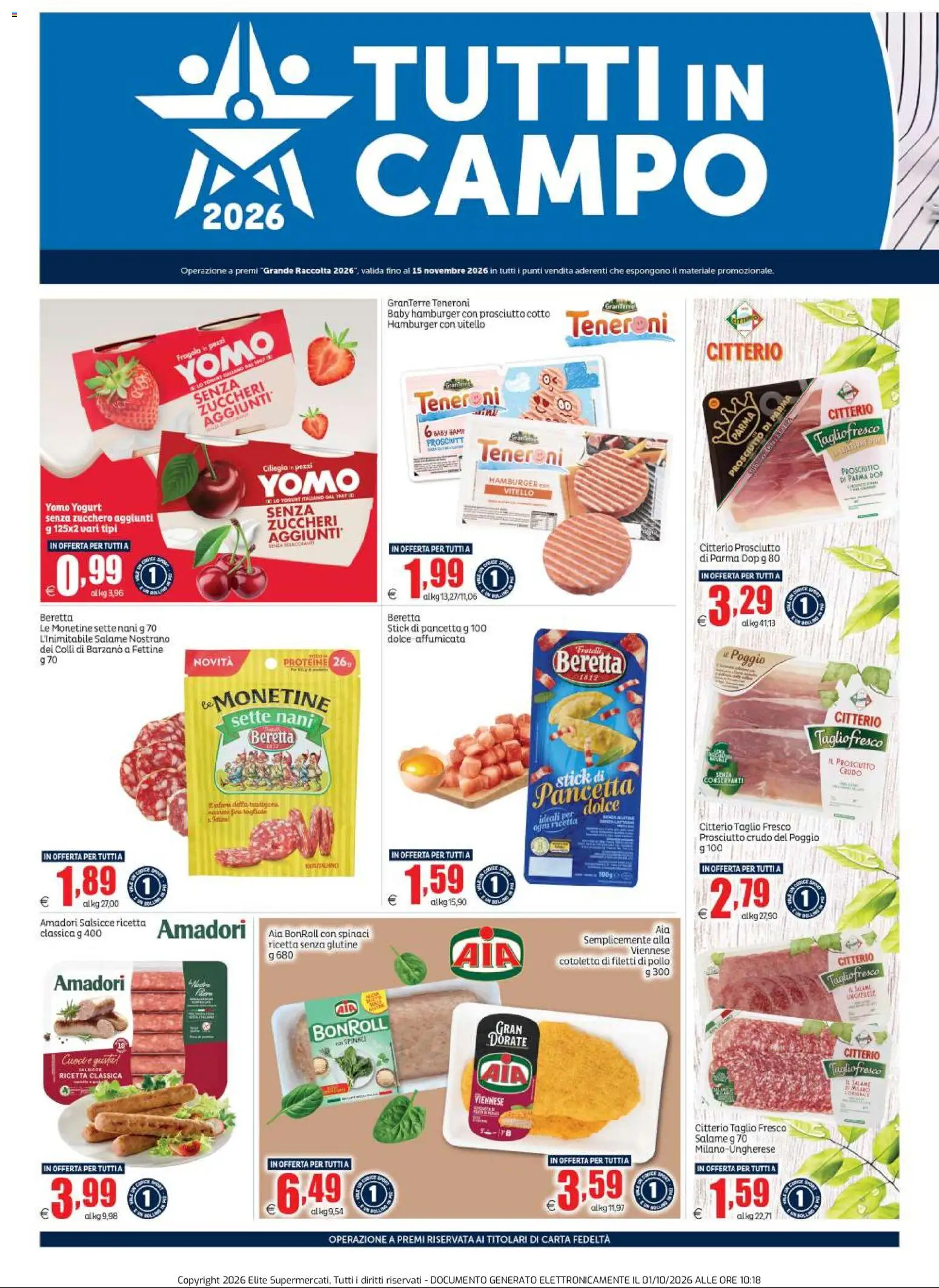 Volantino Elite Supermercati del 28/09/2026 | Pagina: 6 | Prodotti: Senza glutine, Prosciutto di Parma, Salame, Pollo