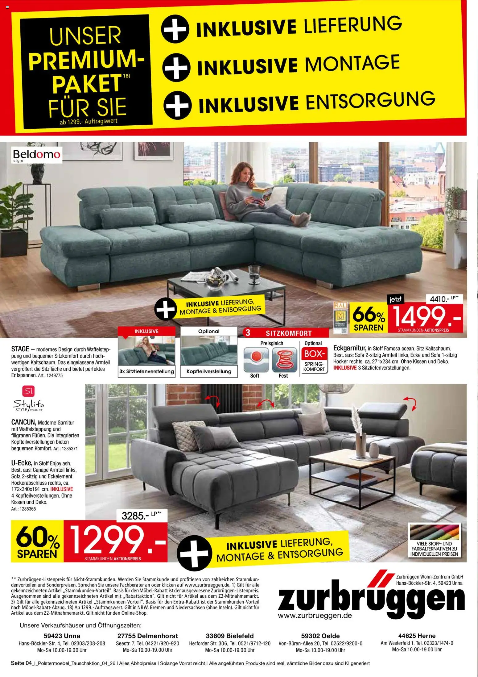 Zurbrüggen Polster tauschaktion – gültig ab 27.08.2026 | Seite: 4 | Produkte: Hocker, Kissen, Sofa, Uhr