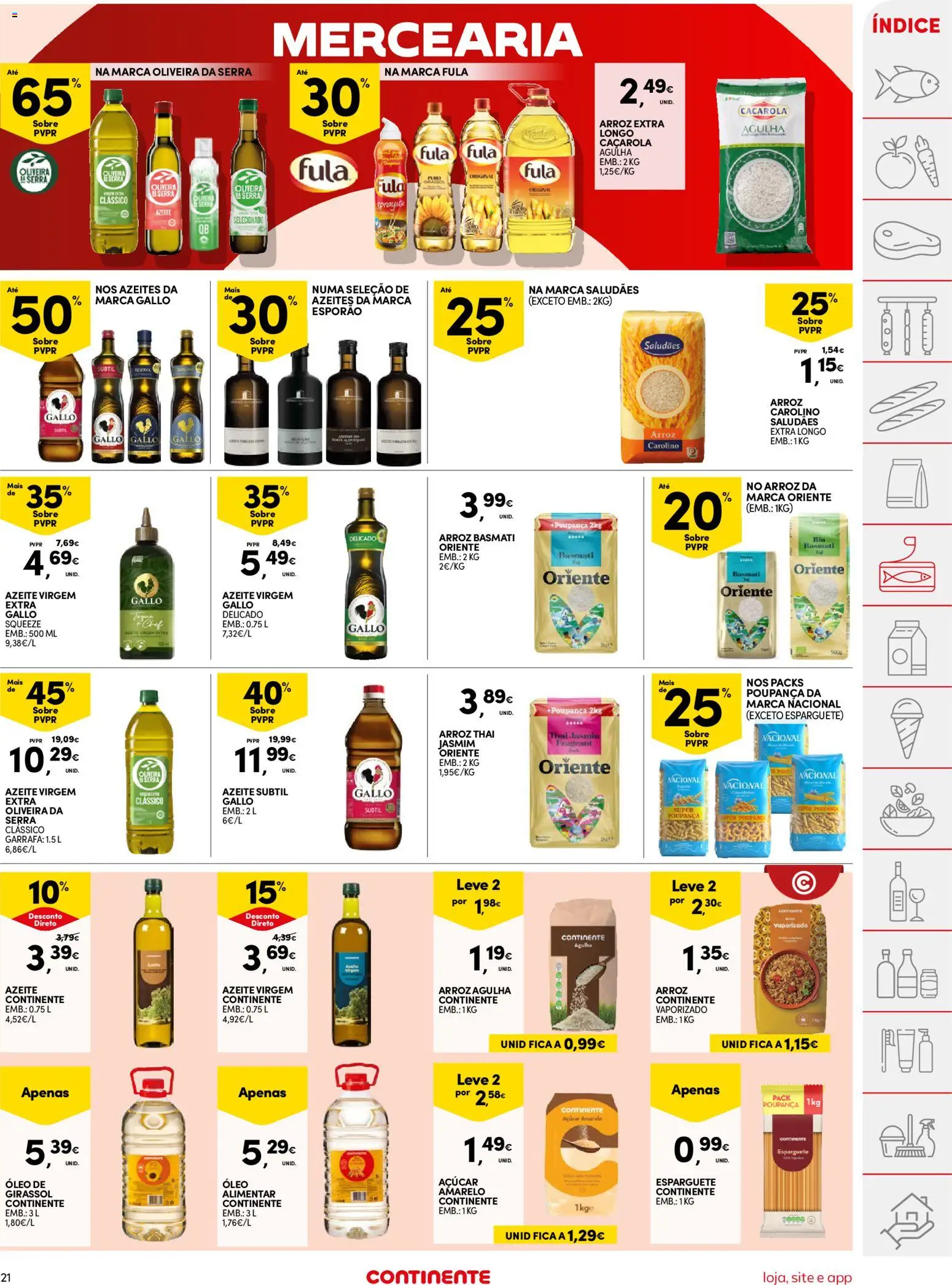 Continente folheto │ válido de 11/08/2026 | Página: 21 | Produtos: Mercearia, Arroz basmati, Arroz, Açúcar