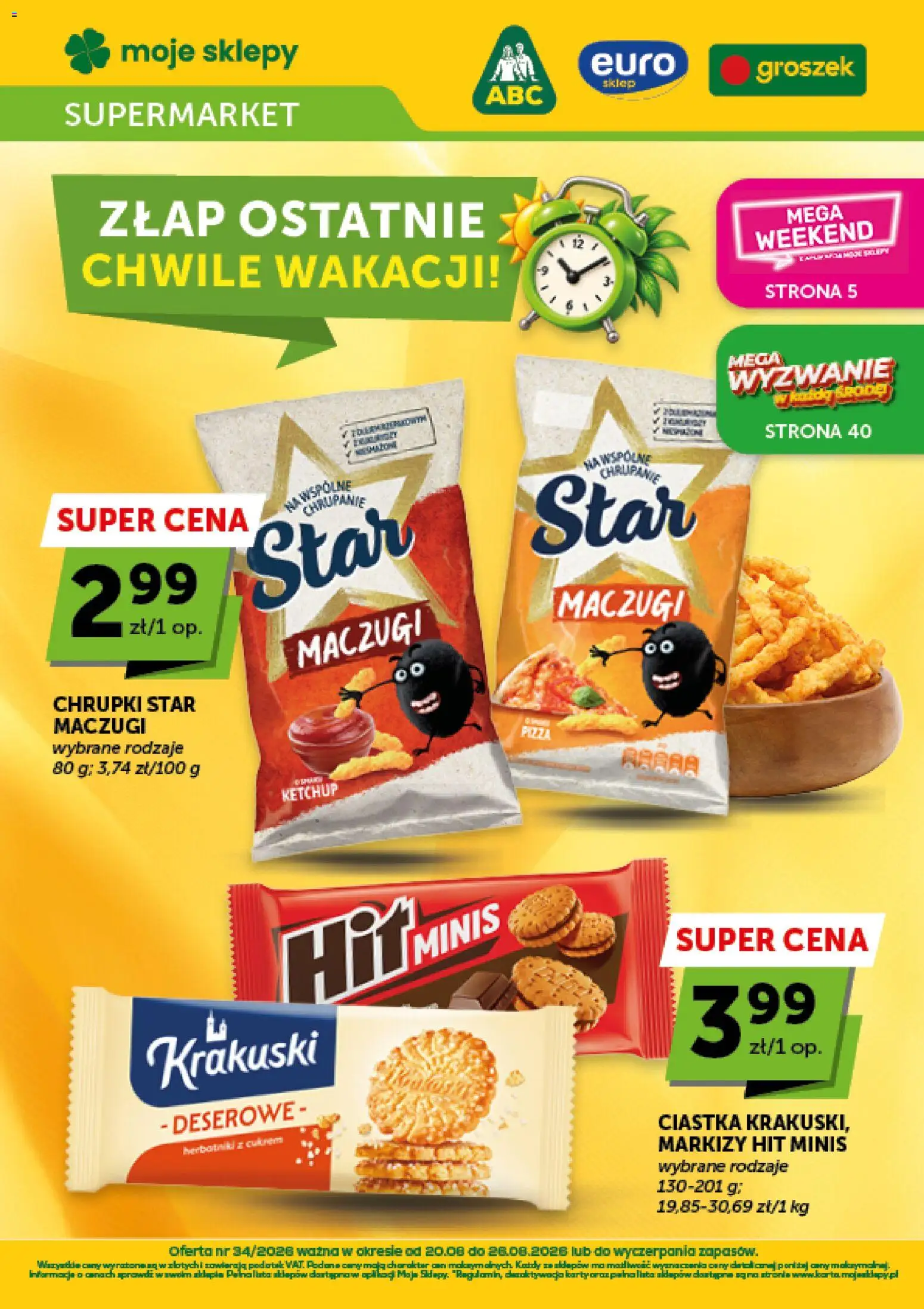 Groszek gazetka od 20.08.2026 | Strona: 1 | Produkty: Groszek, Ketchup, Chrupki, Pizza