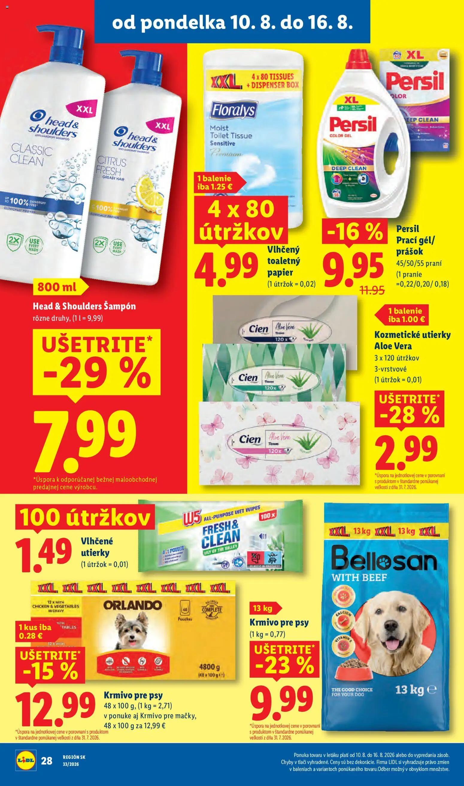 Nové Lidl akcie – leták je platný od 10.08.2026 | Strana: 34 | Produkty: Aloe Vera, Persil, Šampón, Utierky