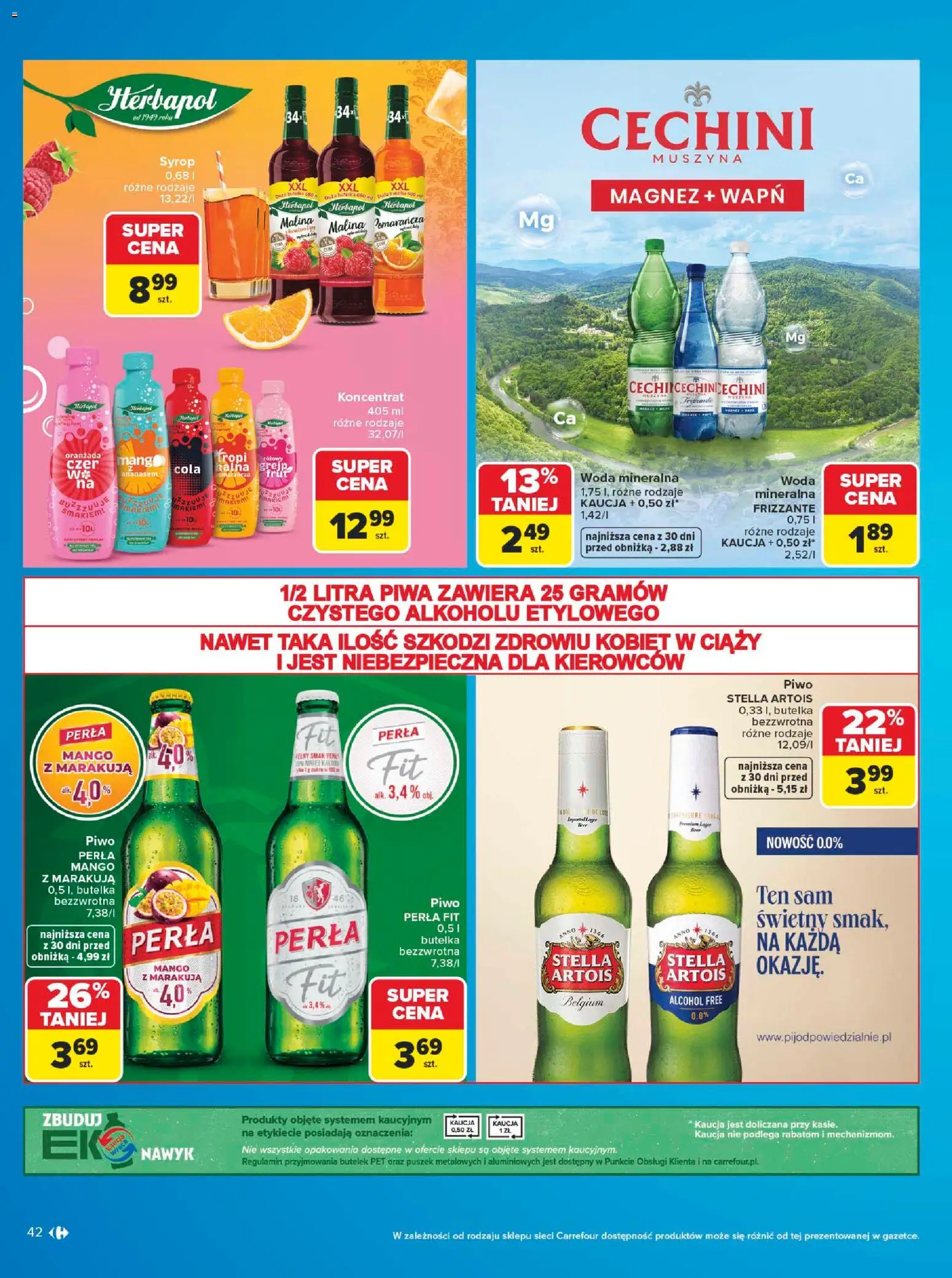 Carrefour gazetka - W sumie same markowe okazje od 08.06.2026 | Strona: 42 | Produkty: Mango, Malina, Piwo perła, Woda