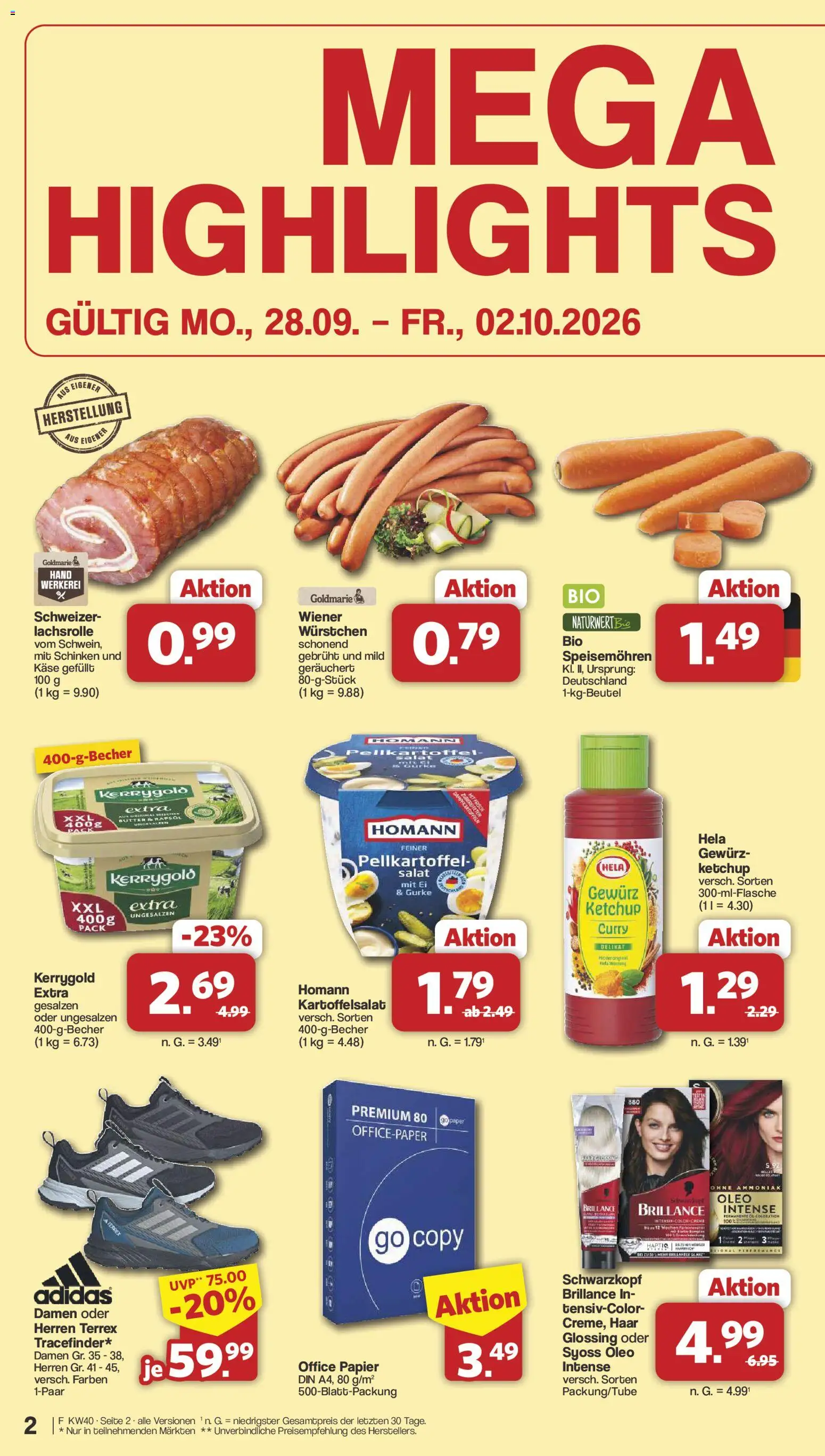 Famila Nordwest Prospekt – gültig ab 28.09.2026 | Seite: 2 | Produkte: Käse, Rapsöl, Schinken, Ketchup