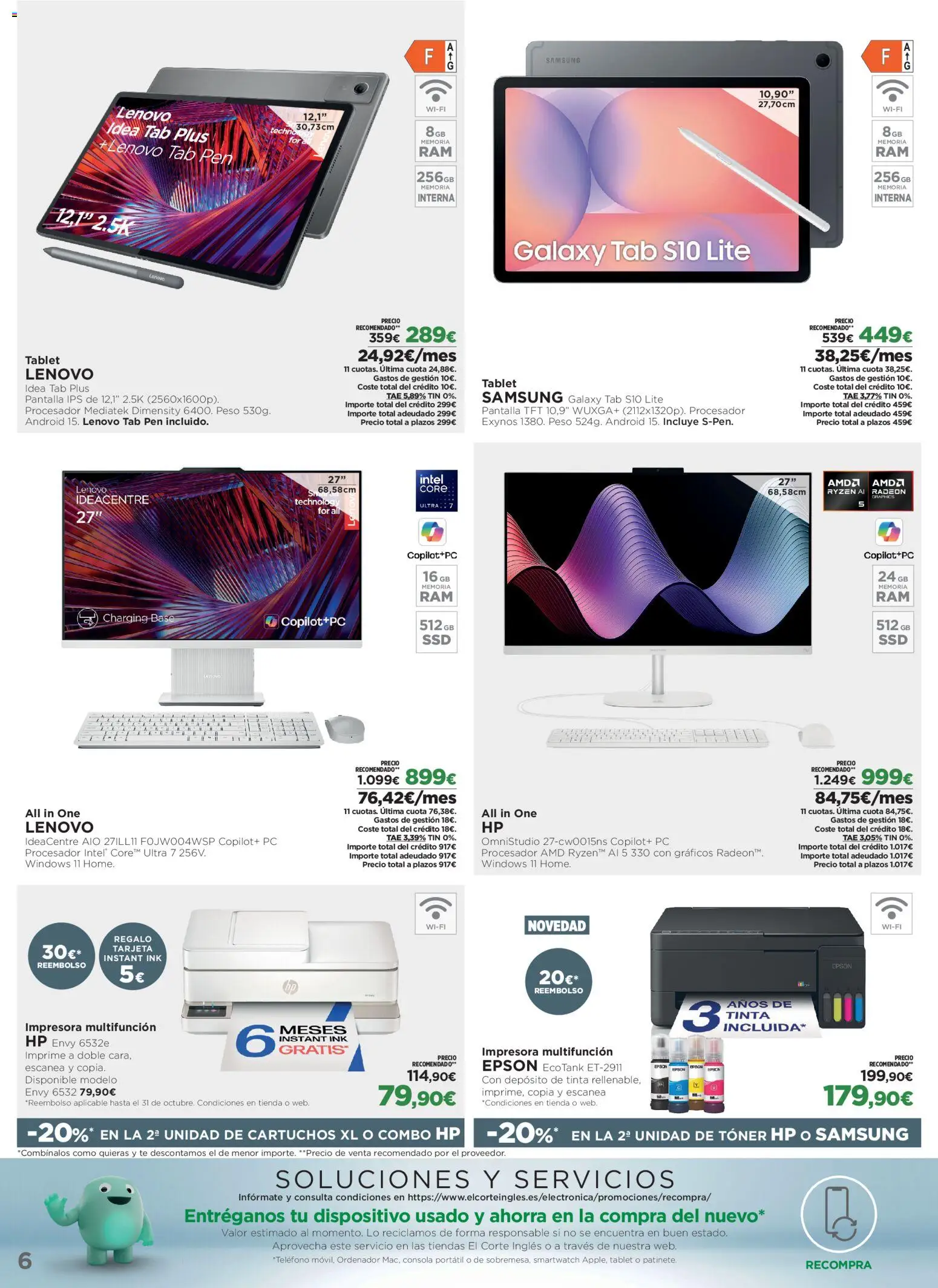 El Corte Inglés Los Tecnoprecios │ válido desde el 26/10/2026 | Página: 6 | Productos: Portátil, Consola, PC, Toner