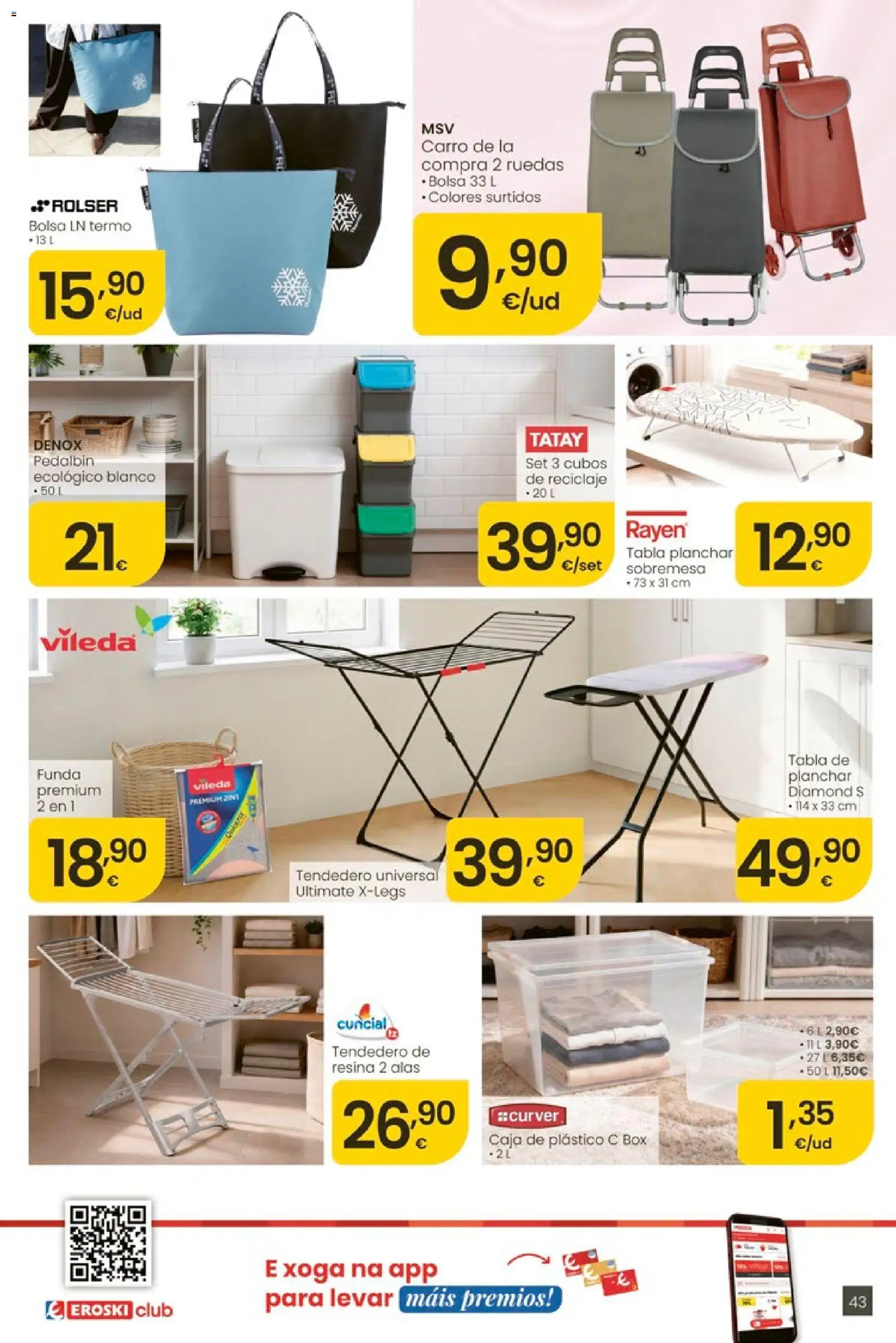Eroski Ofertóns de verán │ válido desde el 11.06.2026 | Página: 43 | Productos: Tabla de planchar, Funda, Bolsa, Caja